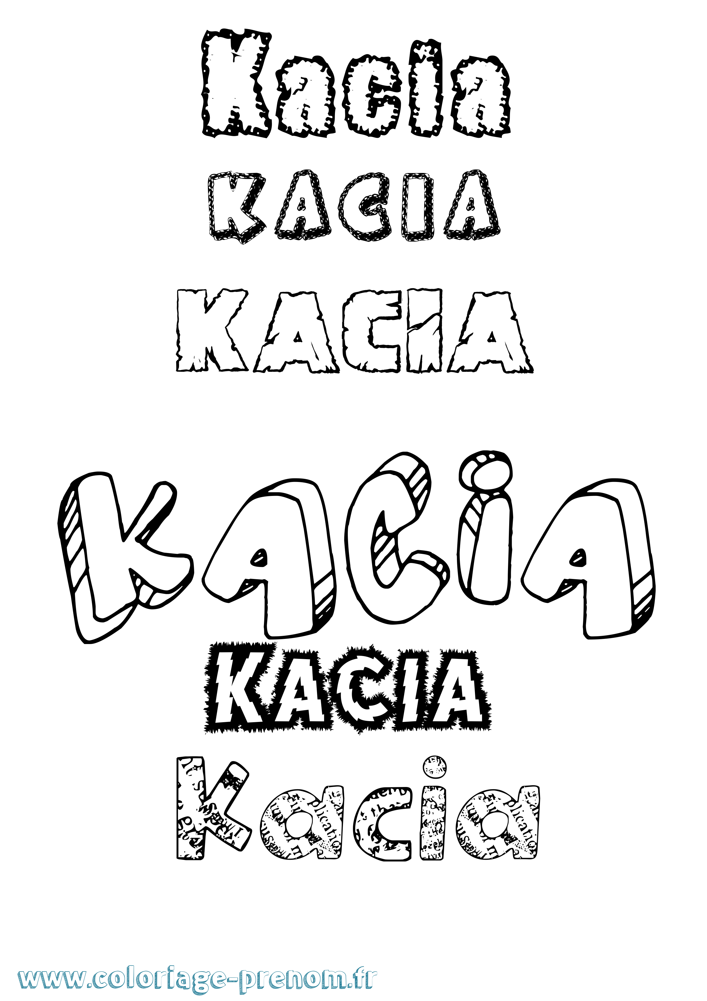 Coloriage prénom Kacia Destructuré