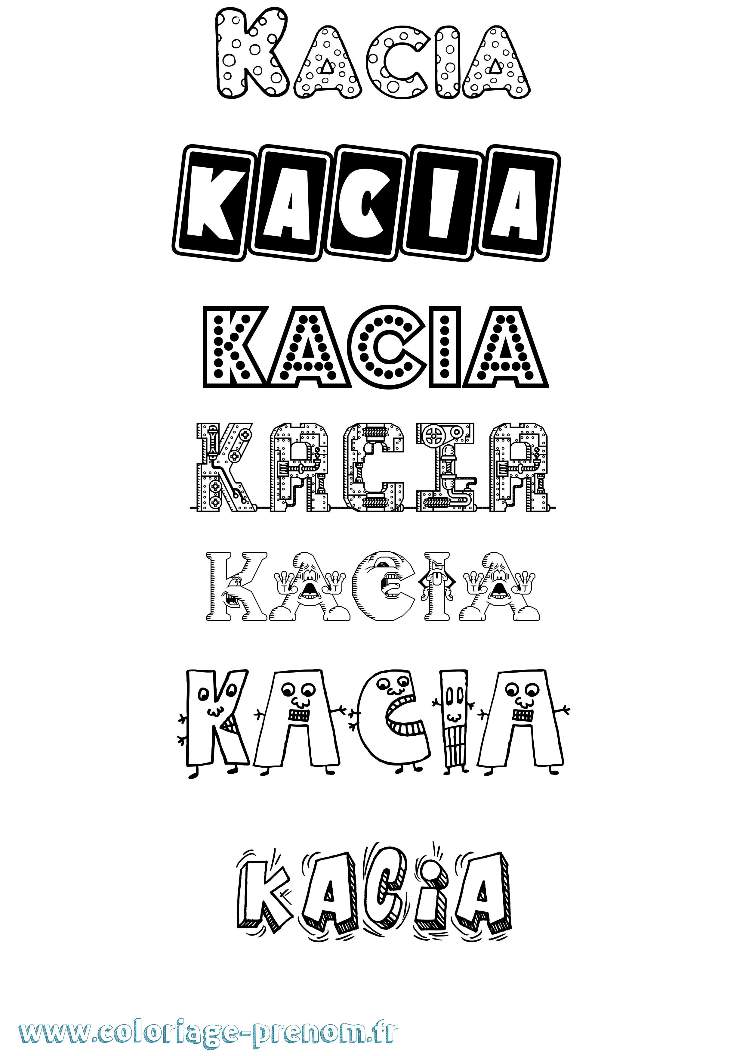 Coloriage prénom Kacia Fun