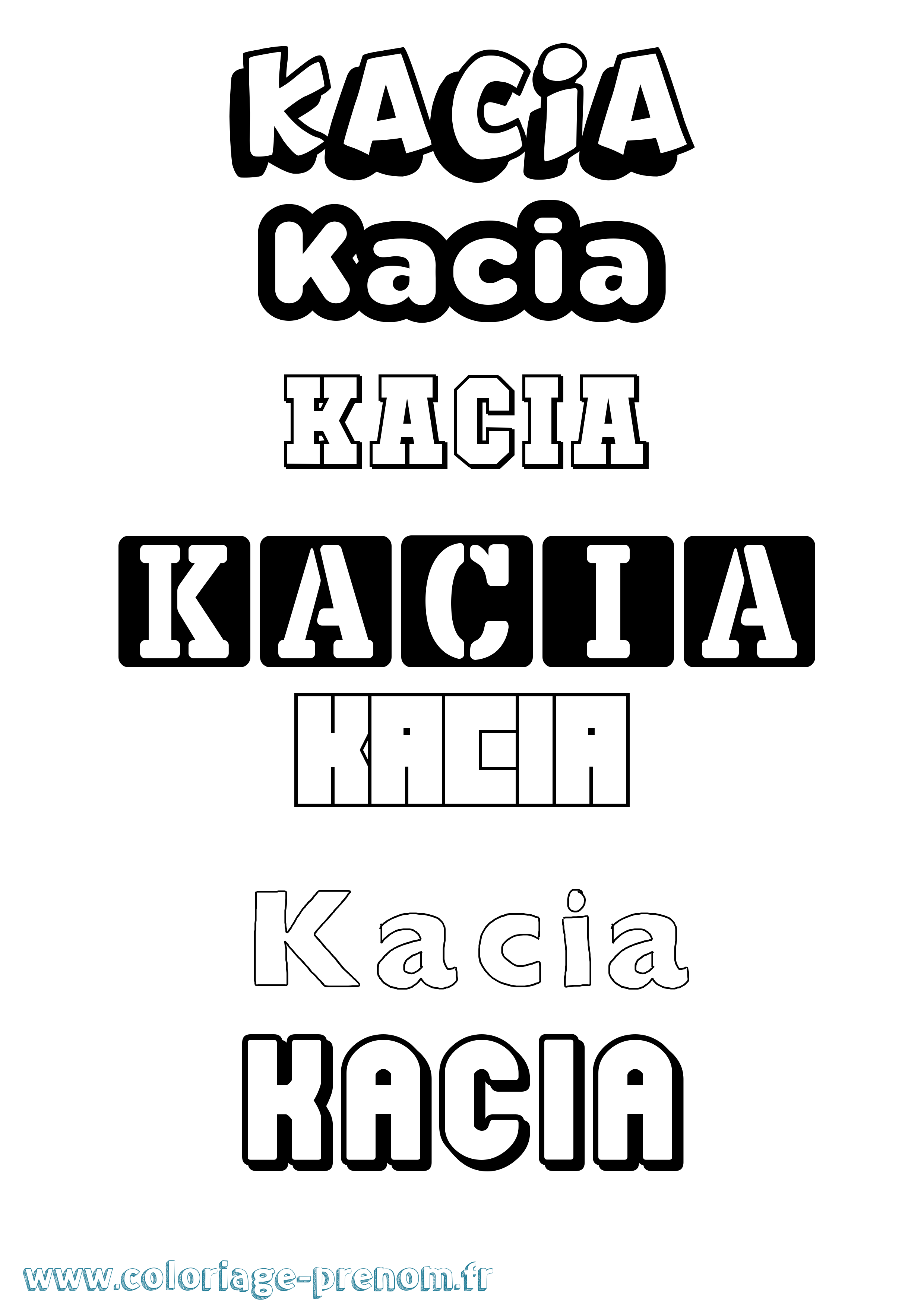 Coloriage prénom Kacia Simple