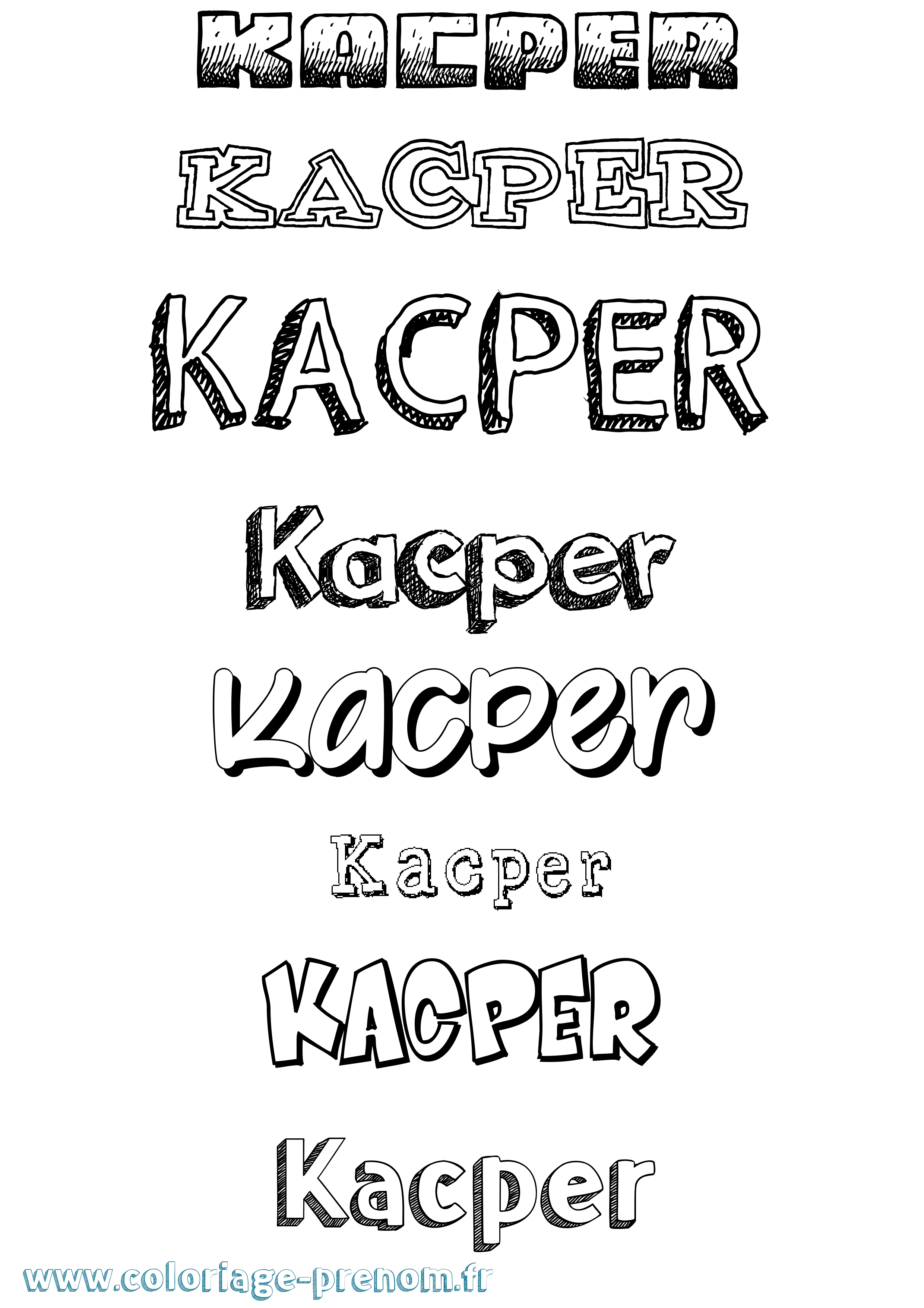 Coloriage Kacper Coloriage prénom Kacper