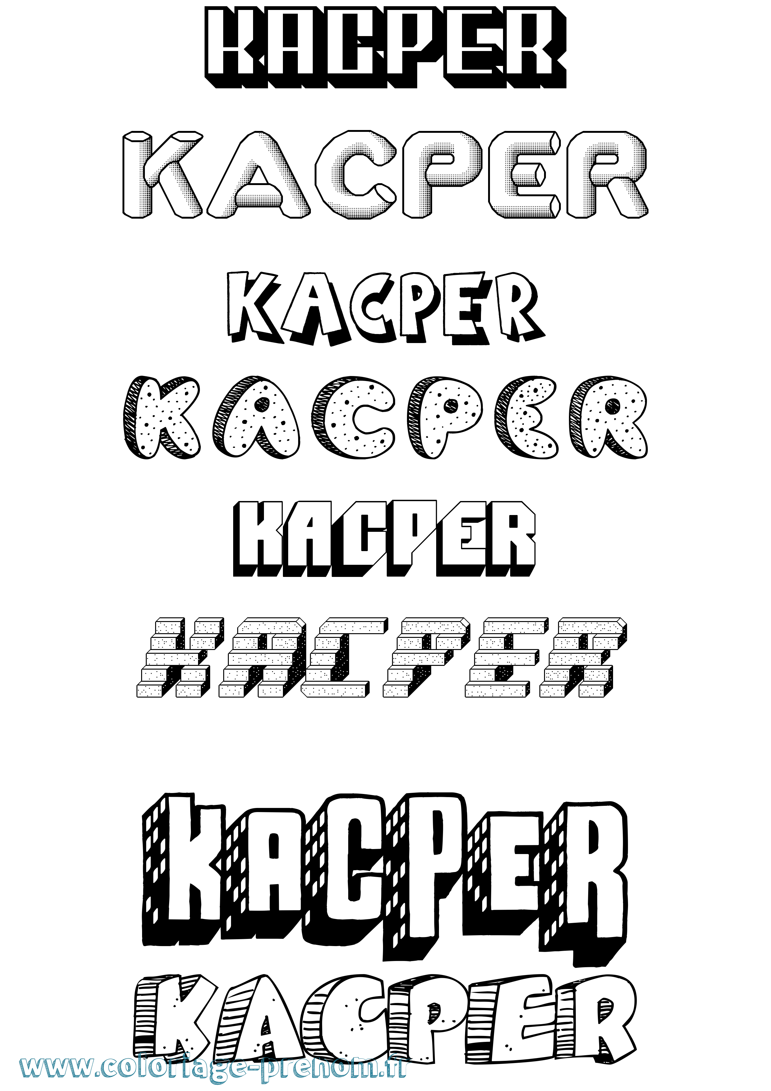 Coloriage Kacper Coloriage prénom Kacper