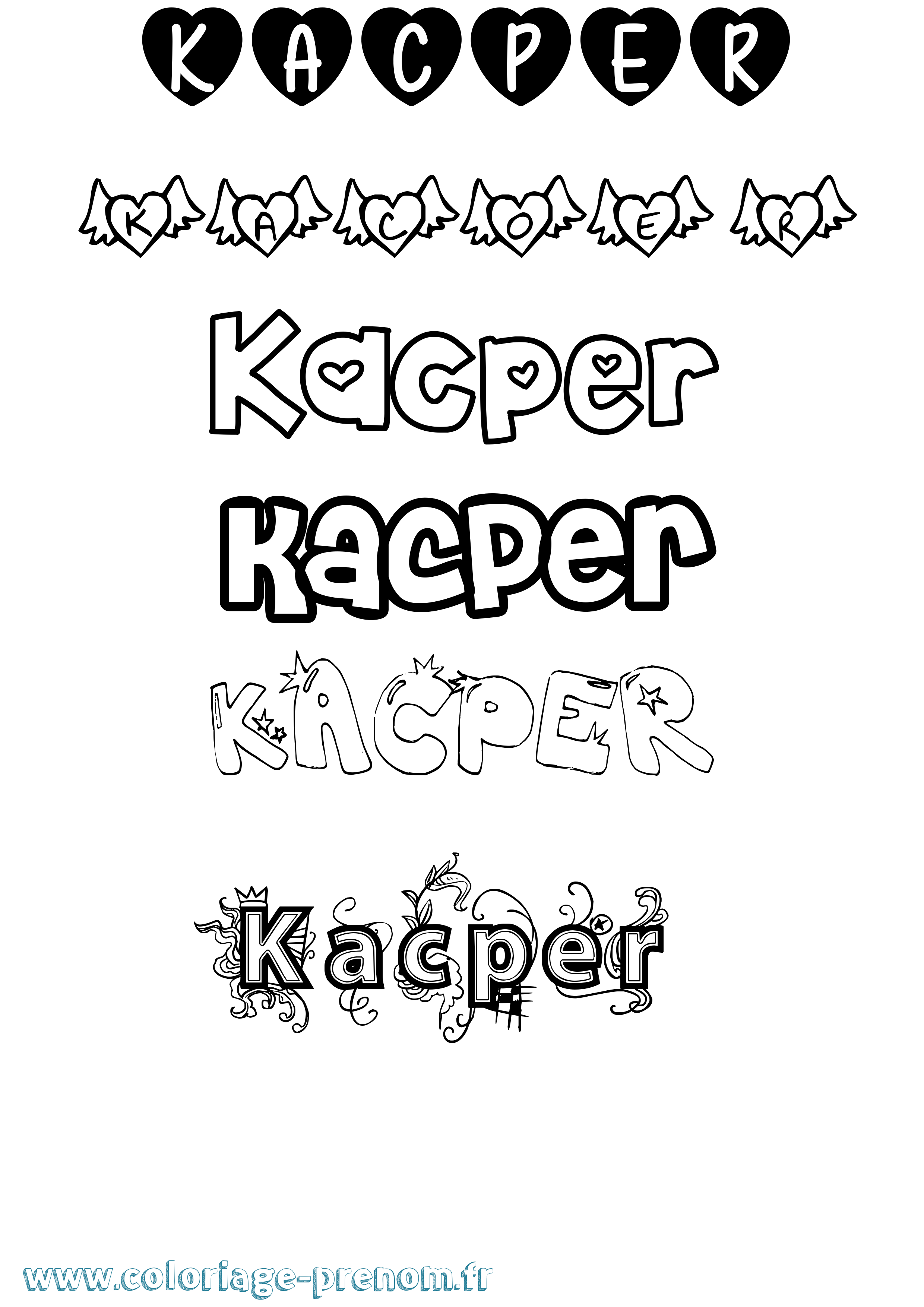 Coloriage Kacper Coloriage prénom Kacper
