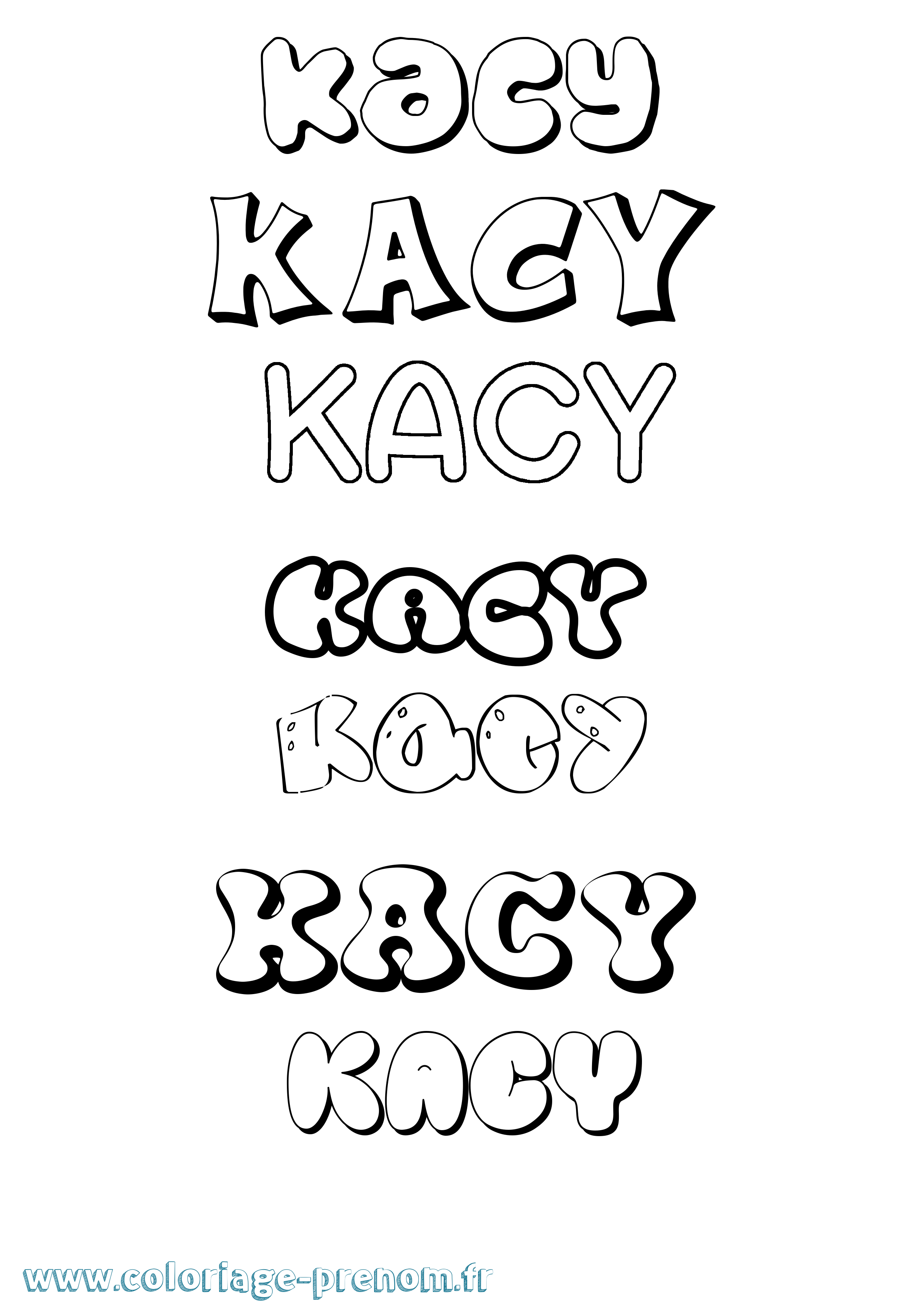 Coloriage prénom Kacy Bubble