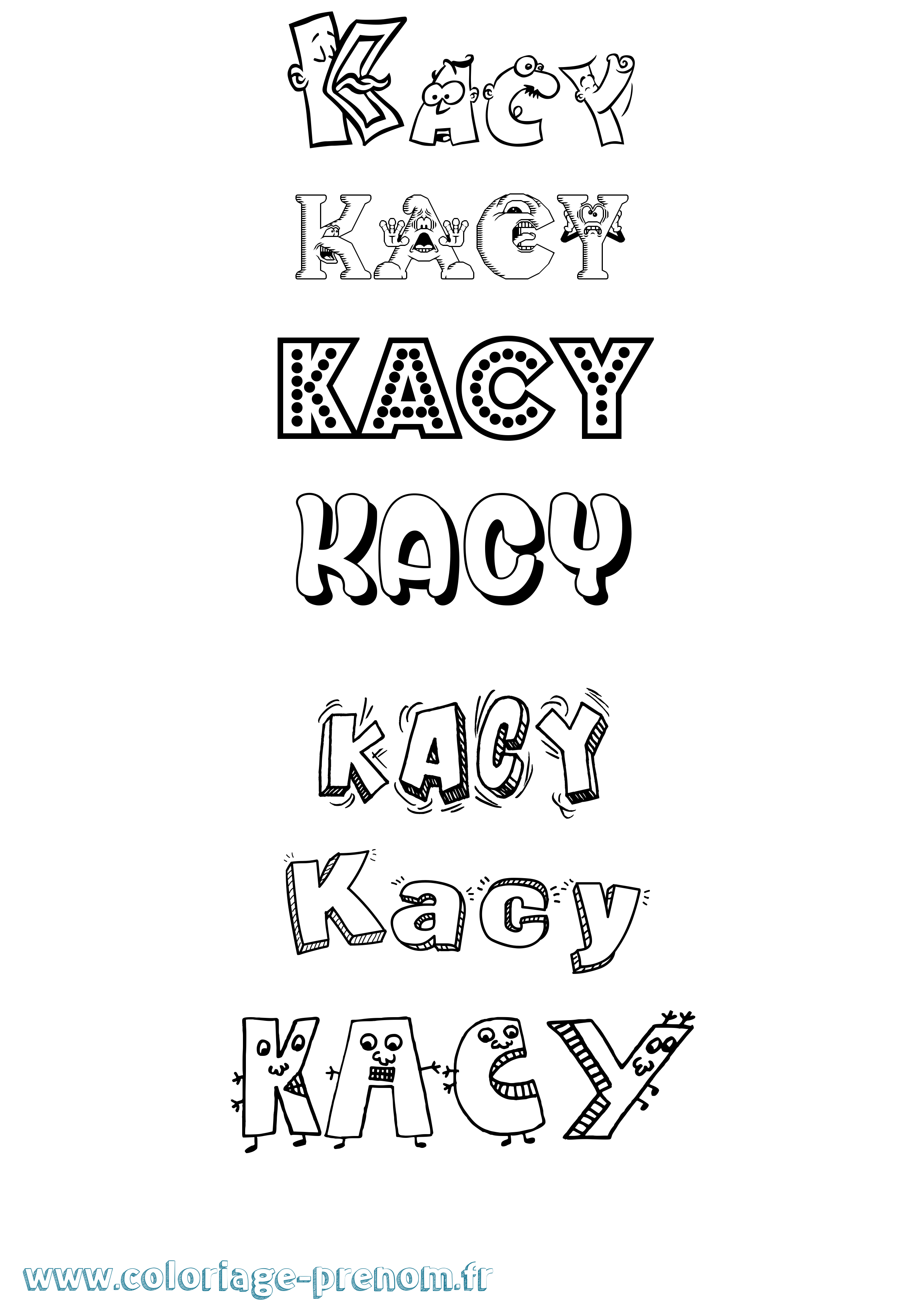 Coloriage prénom Kacy Fun