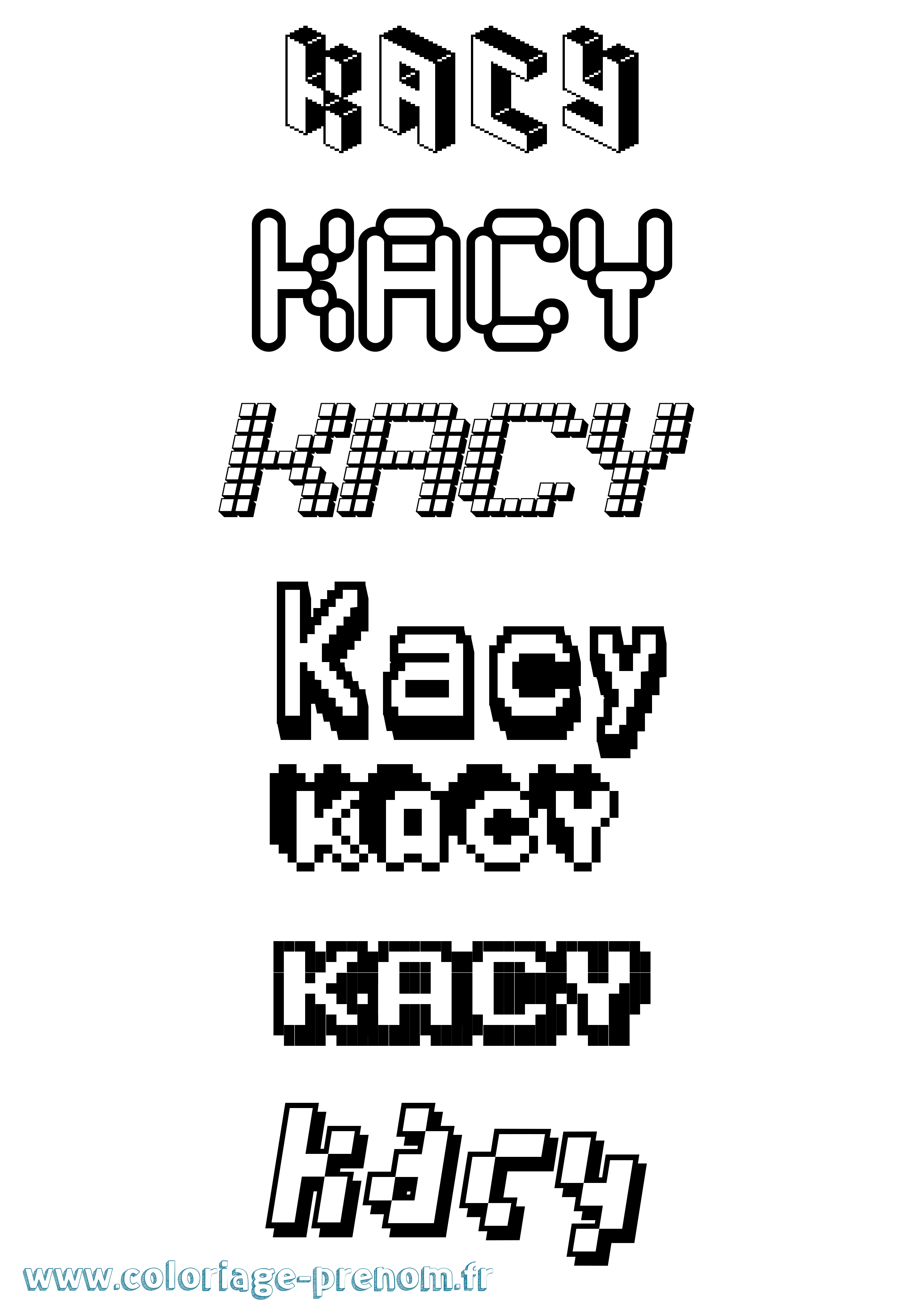 Coloriage prénom Kacy Pixel