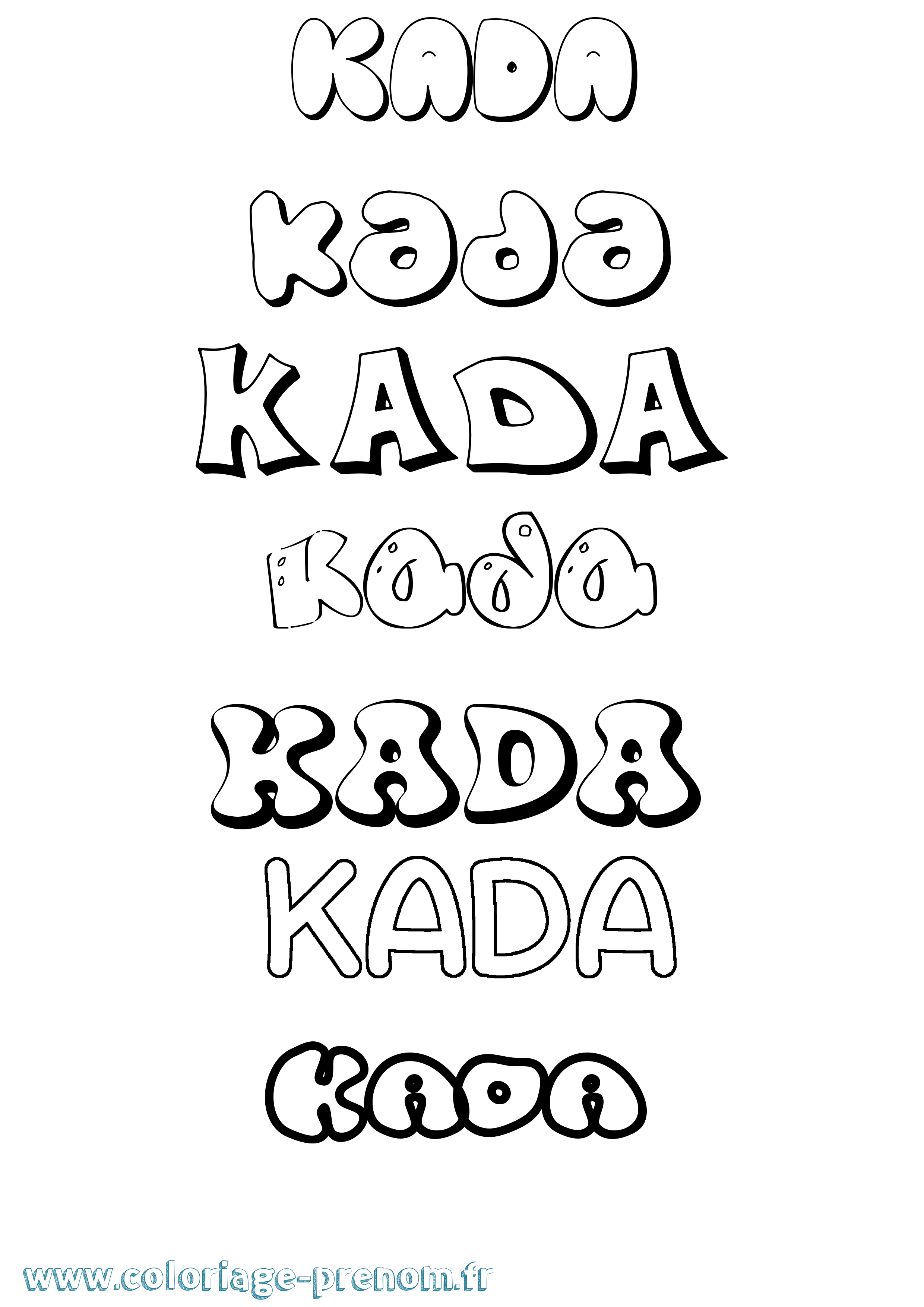 Coloriage Kada Bubble Coloriage prénom Kada Bubble