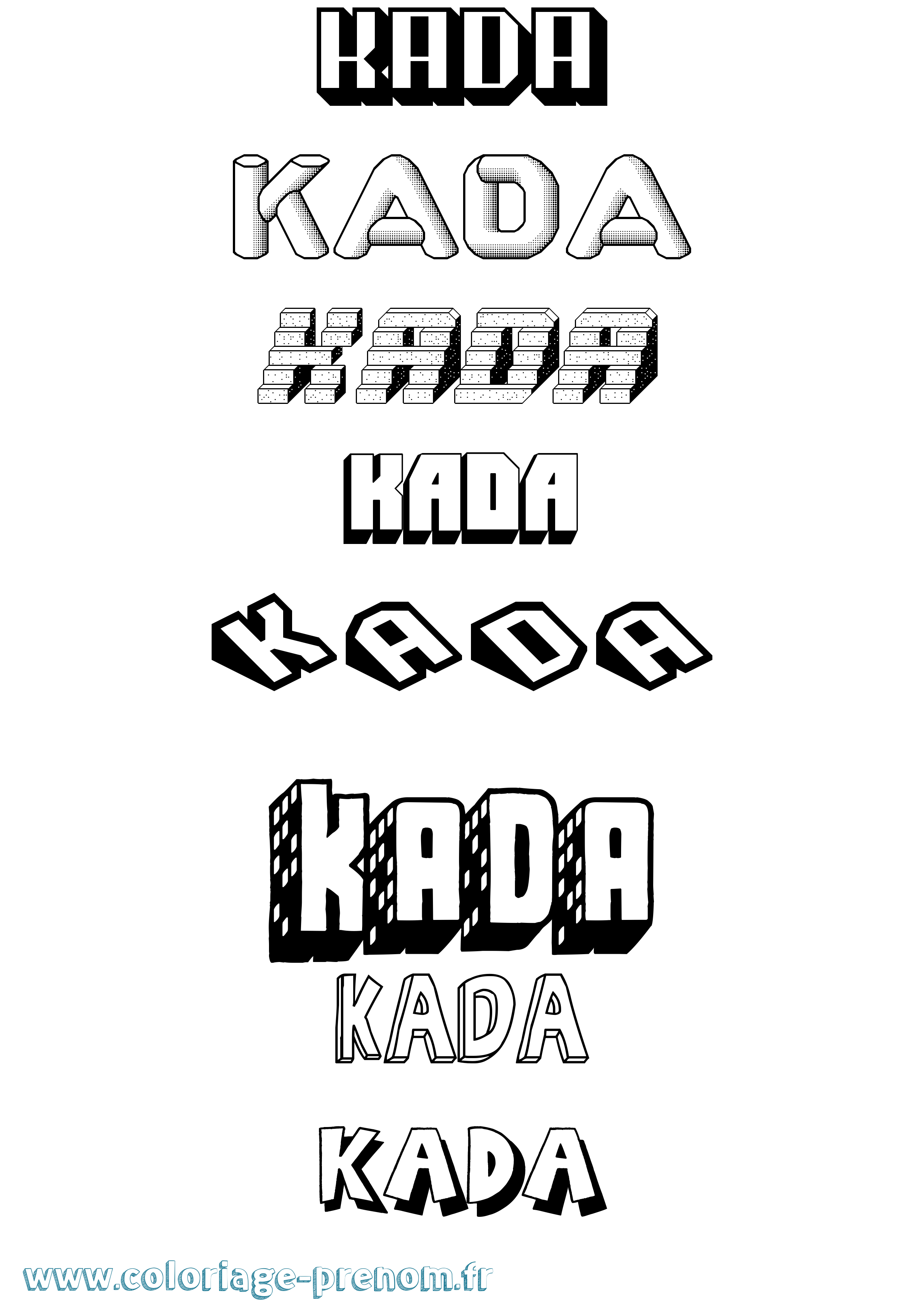 Coloriage Kada Effet 3D Coloriage prénom Kada Effet 3D