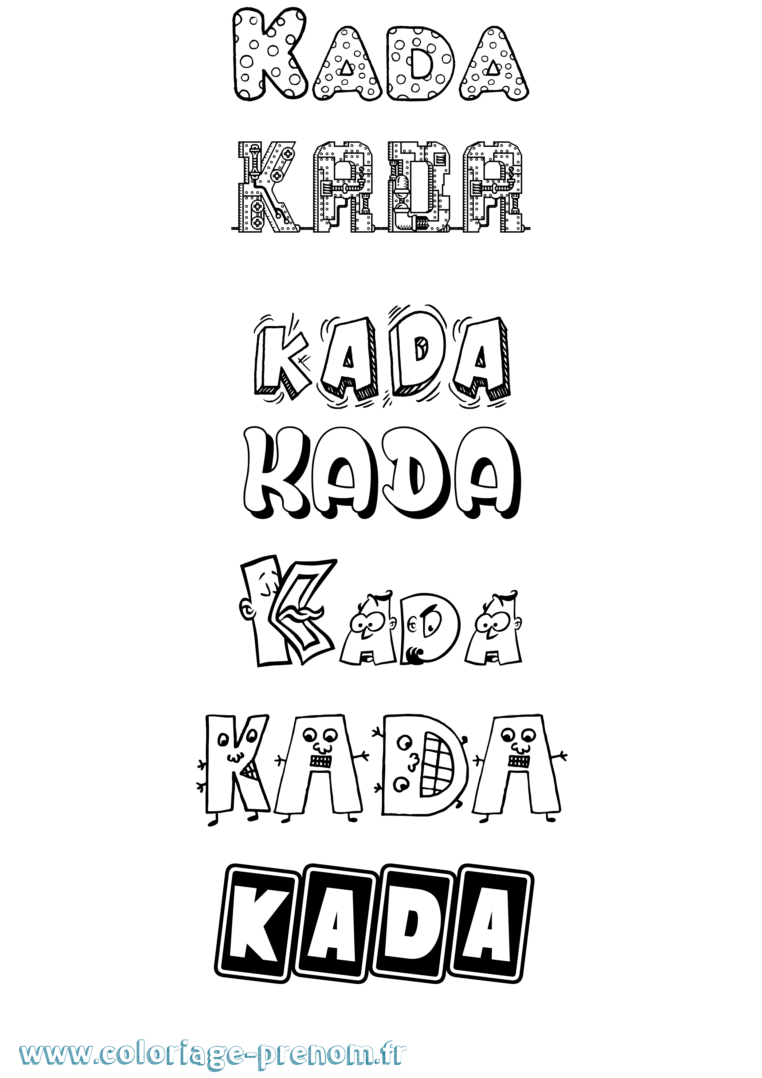 Coloriage prénom Kada Fun