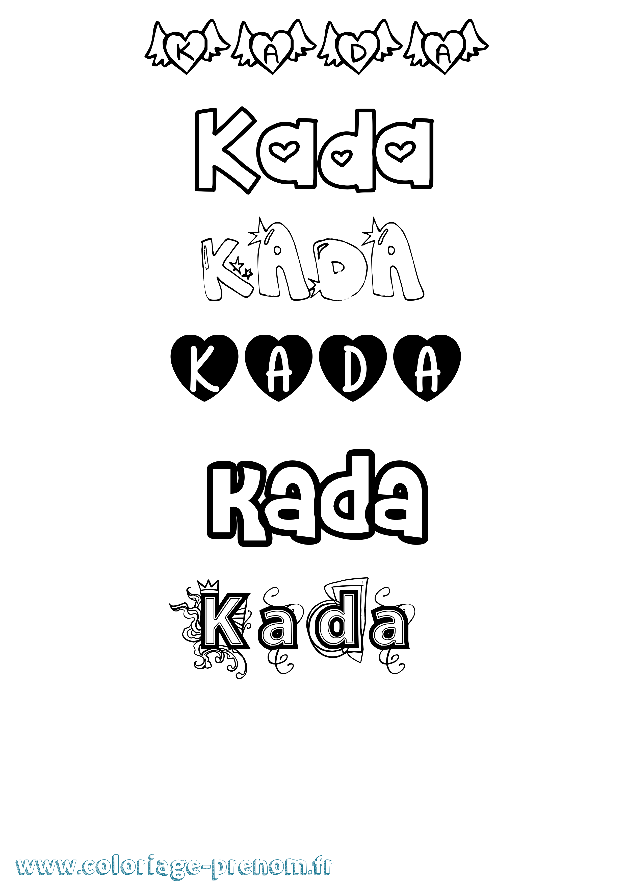 Coloriage prénom Kada Girly