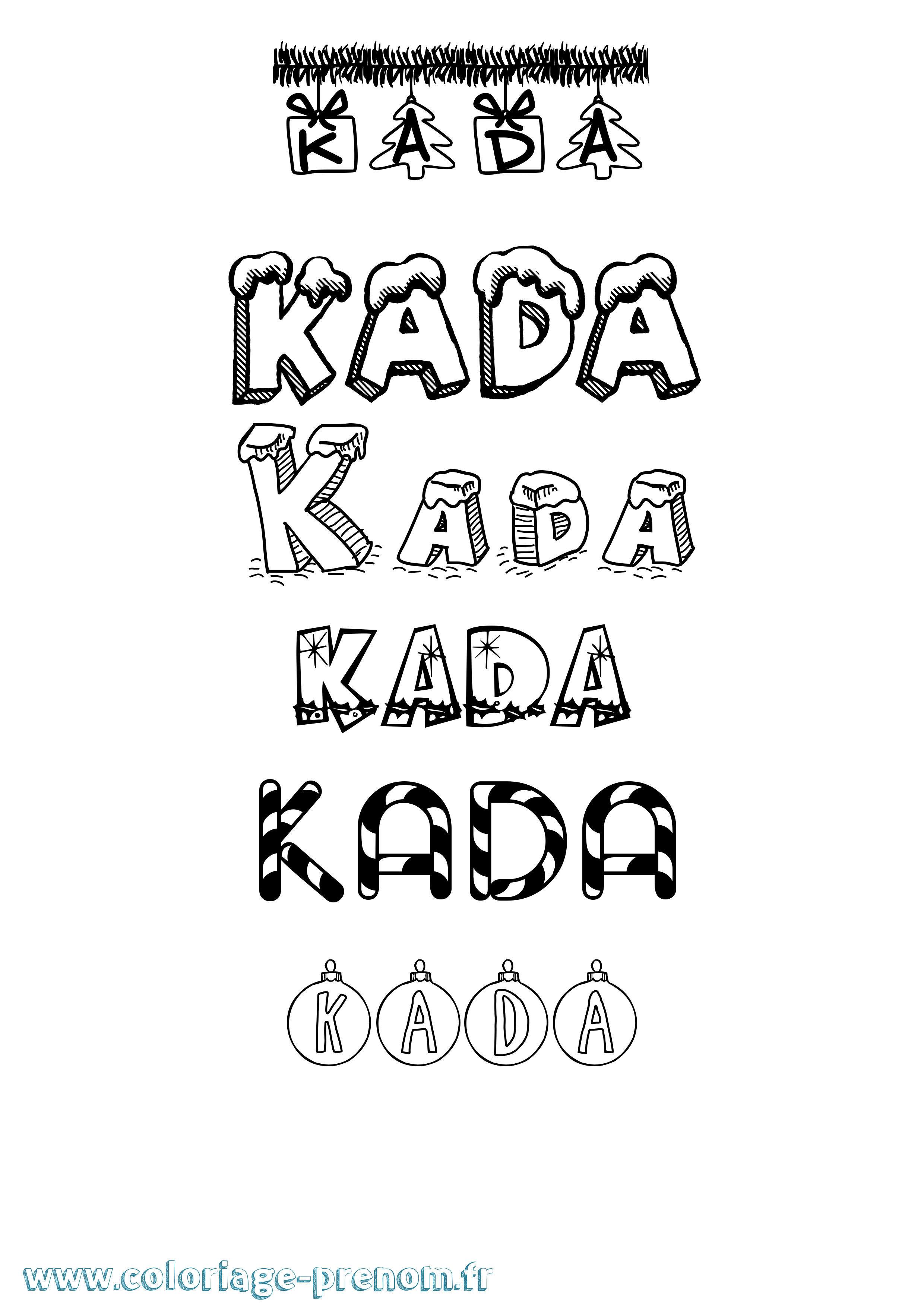 Coloriage prénom Kada Noël