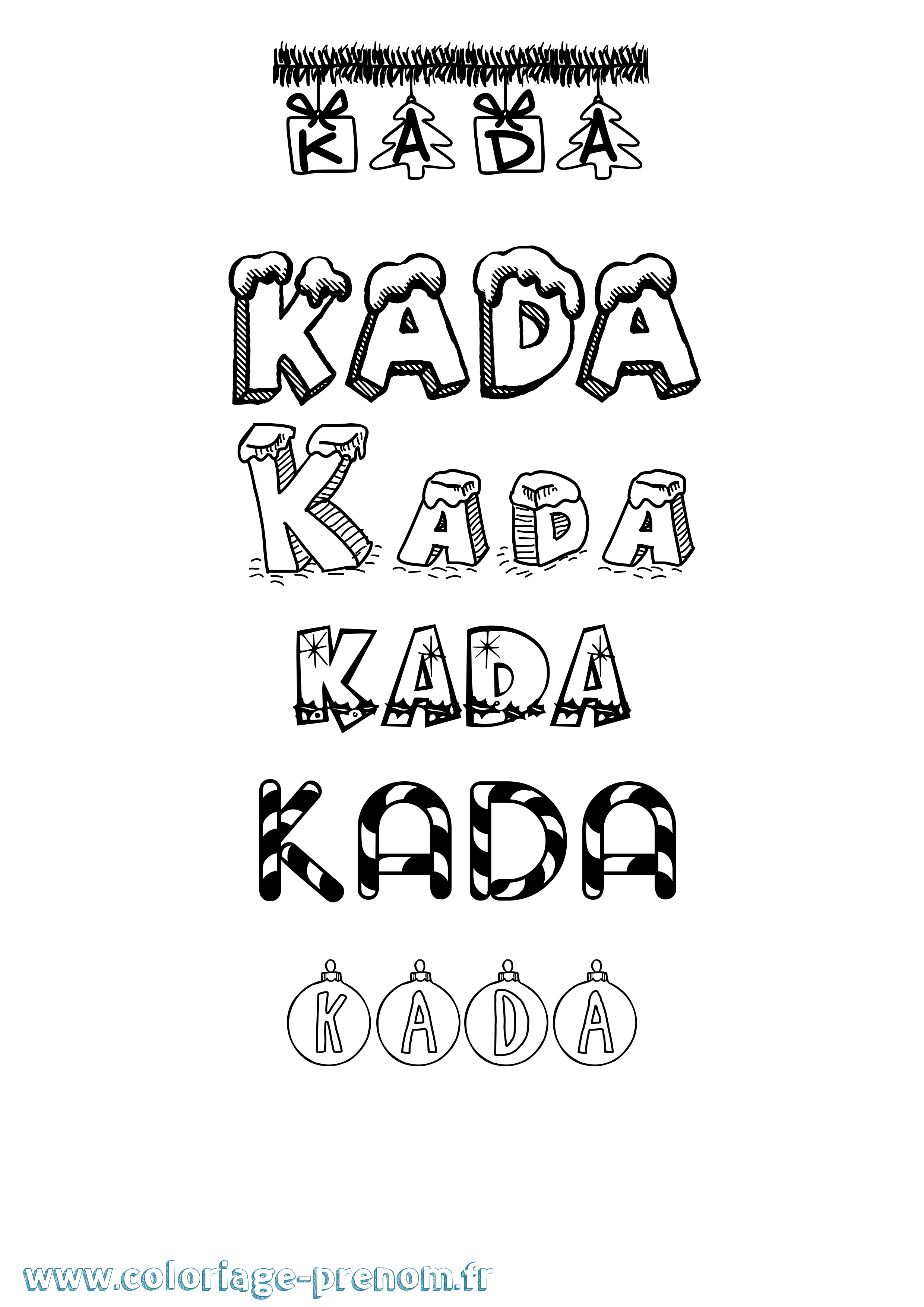 Coloriage Kada Noël Coloriage prénom Kada Noël