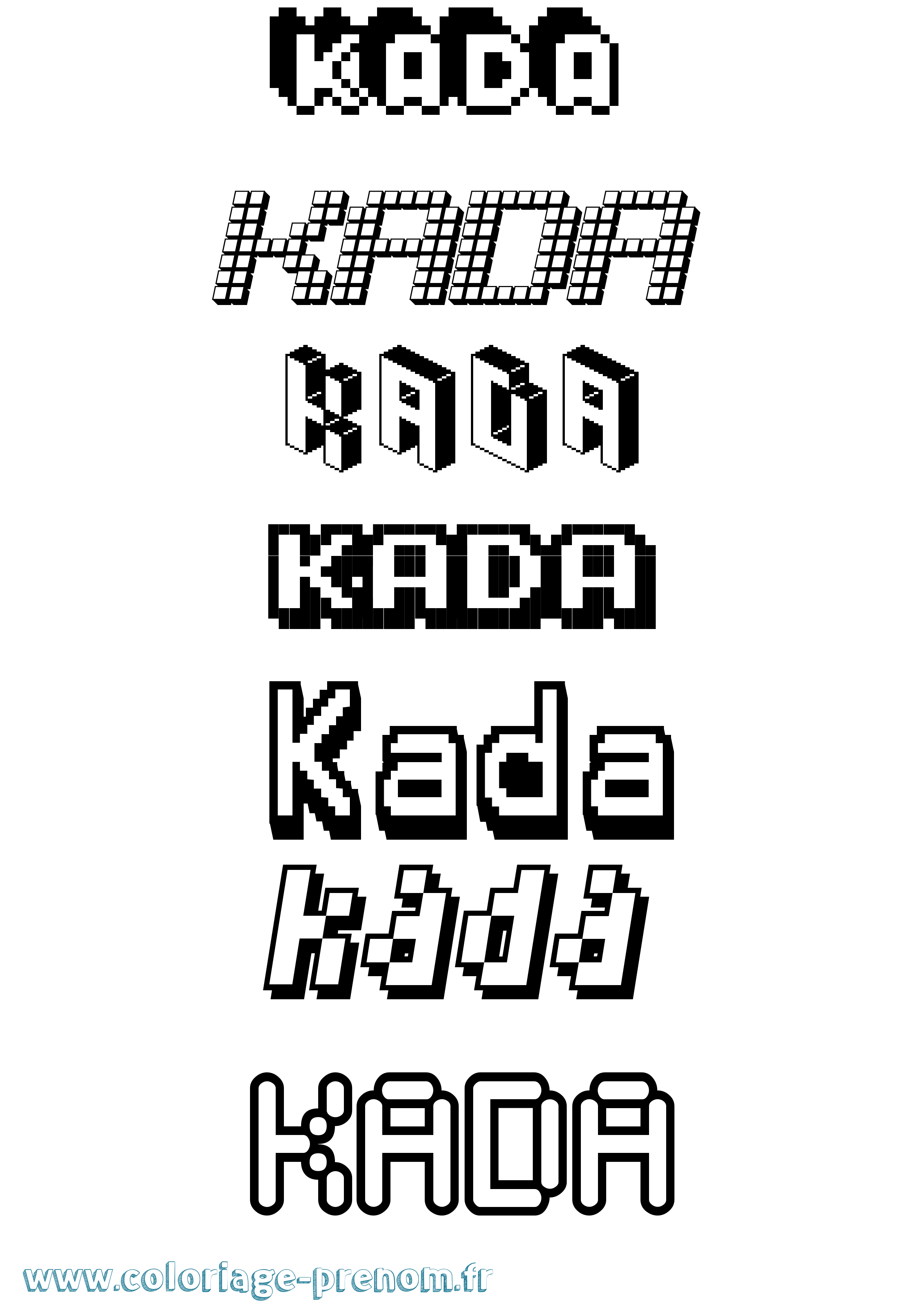 Coloriage prénom Kada Pixel
