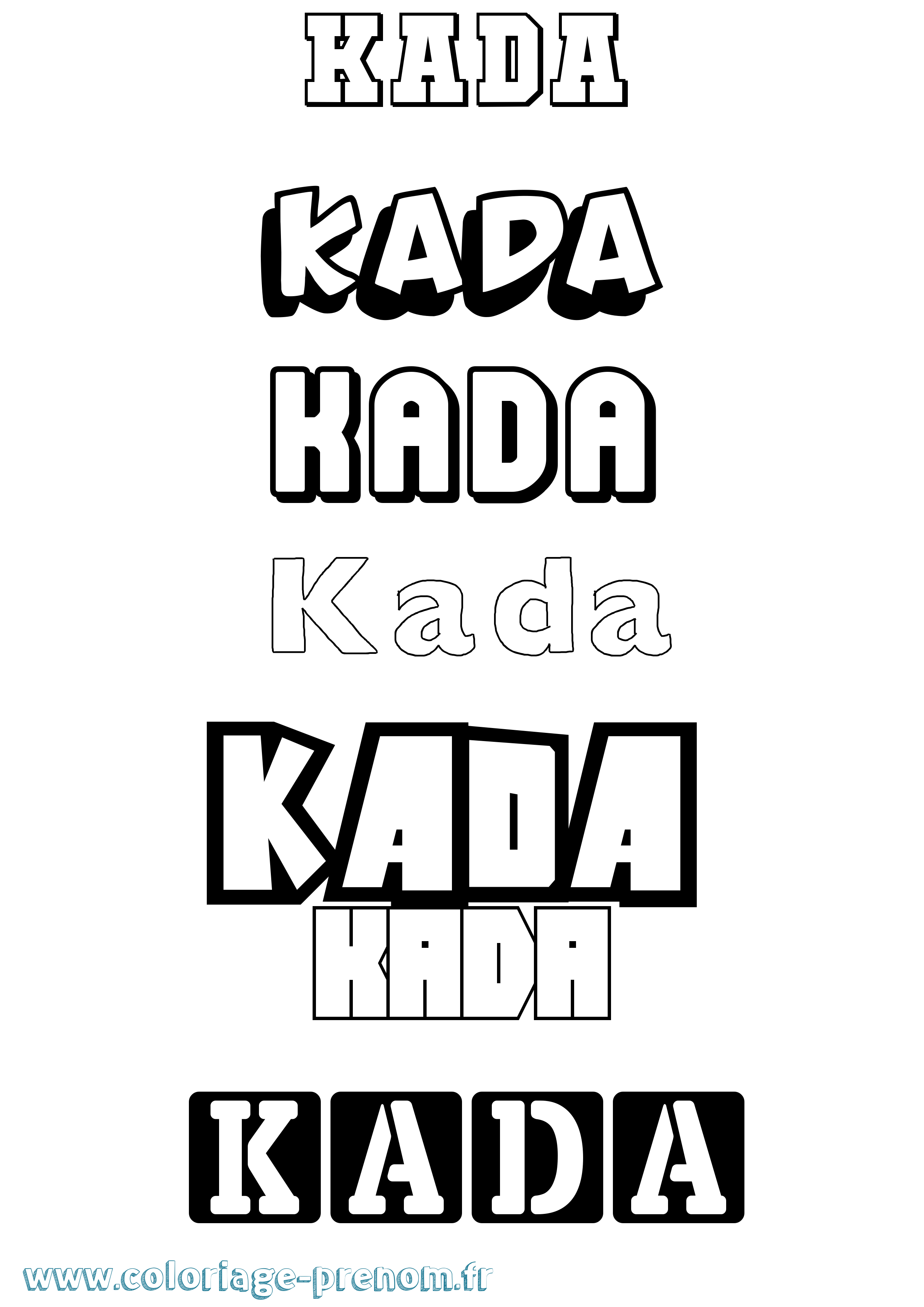 Coloriage prénom Kada Simple
