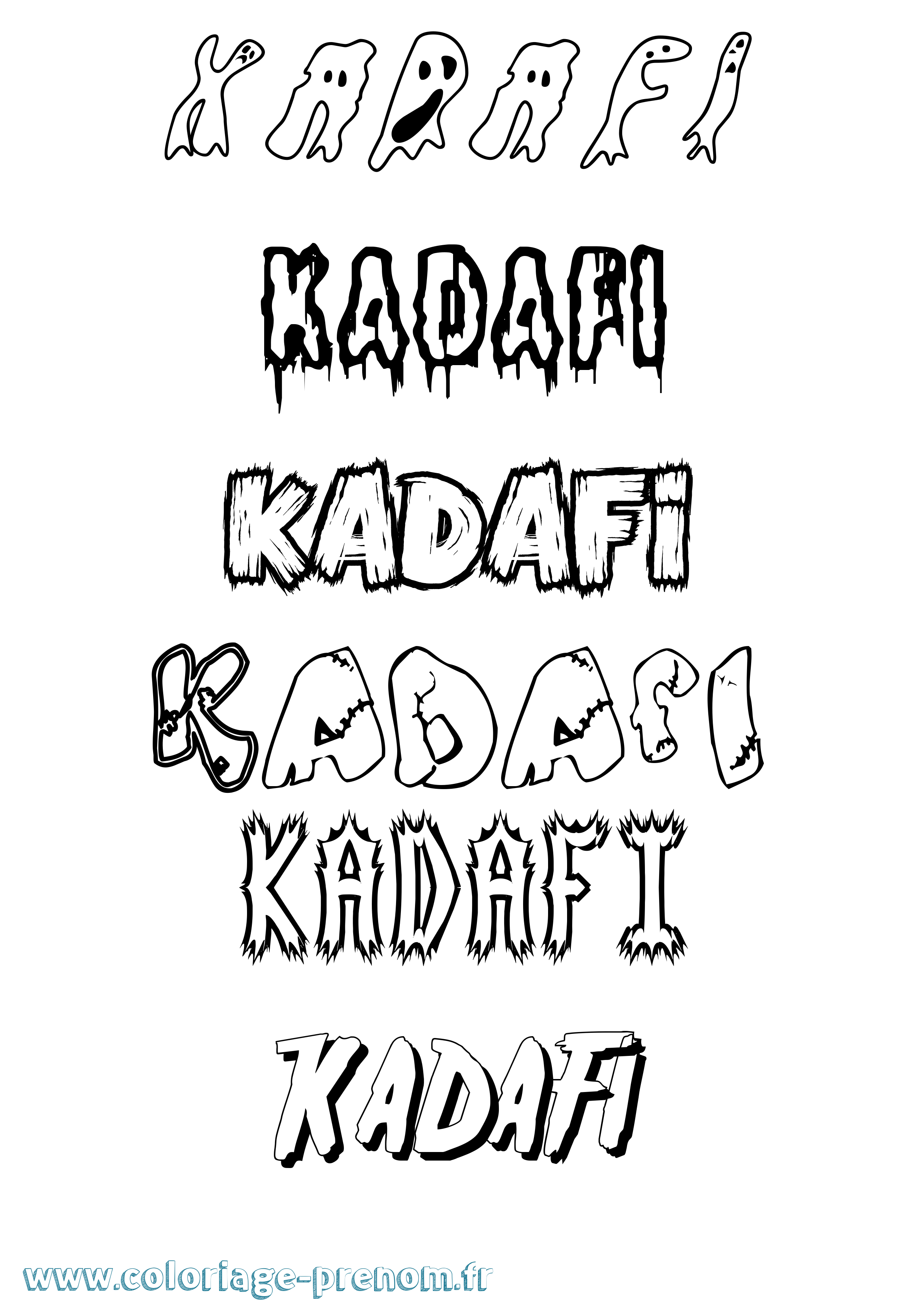 Coloriage prénom Kadafi Frisson