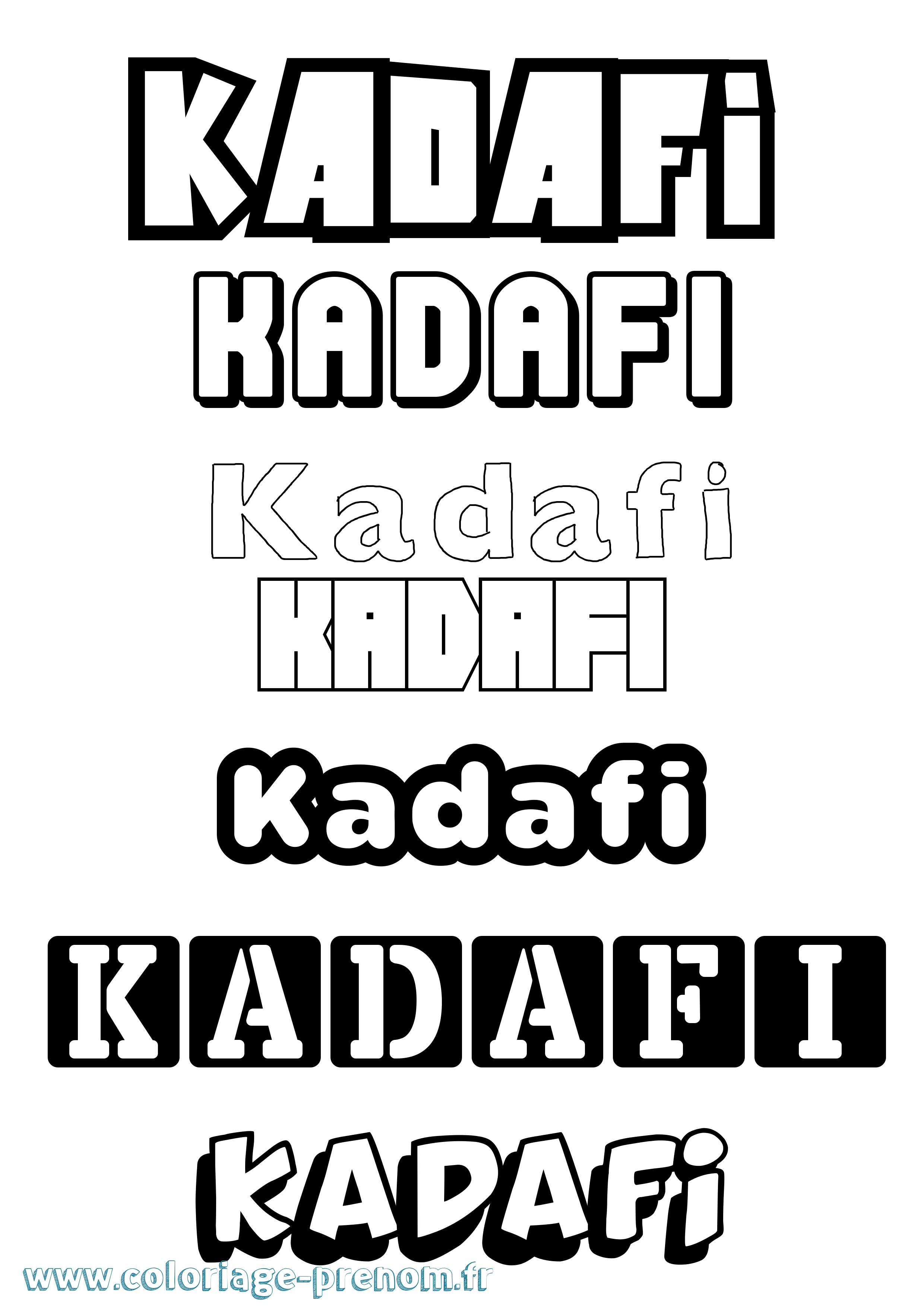 Coloriage prénom Kadafi Simple