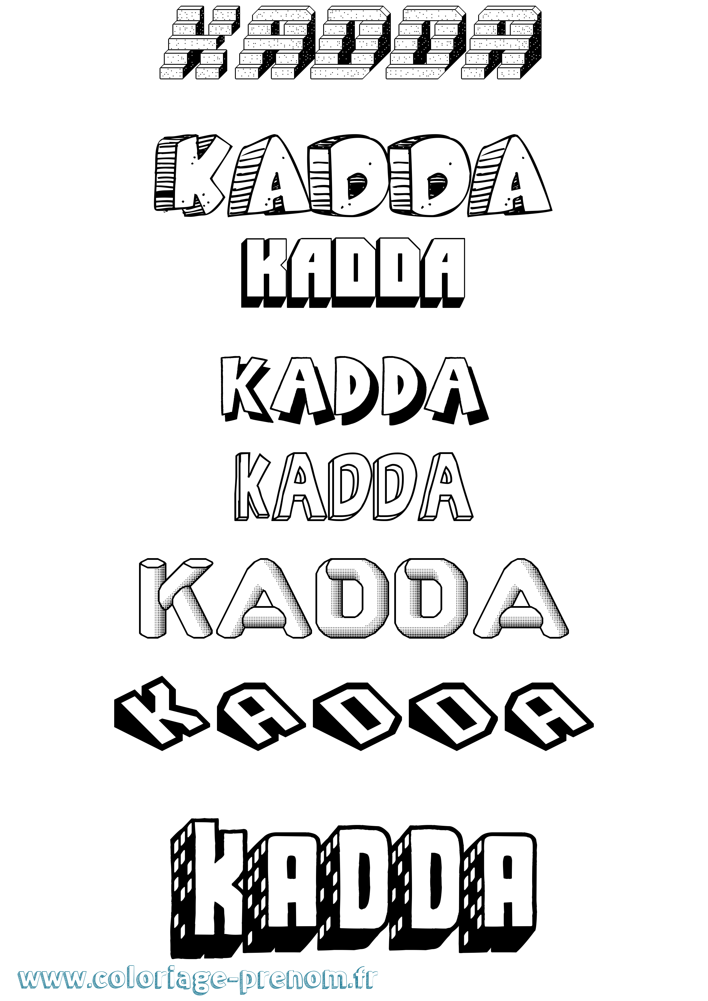 Coloriage prénom Kadda Effet 3D