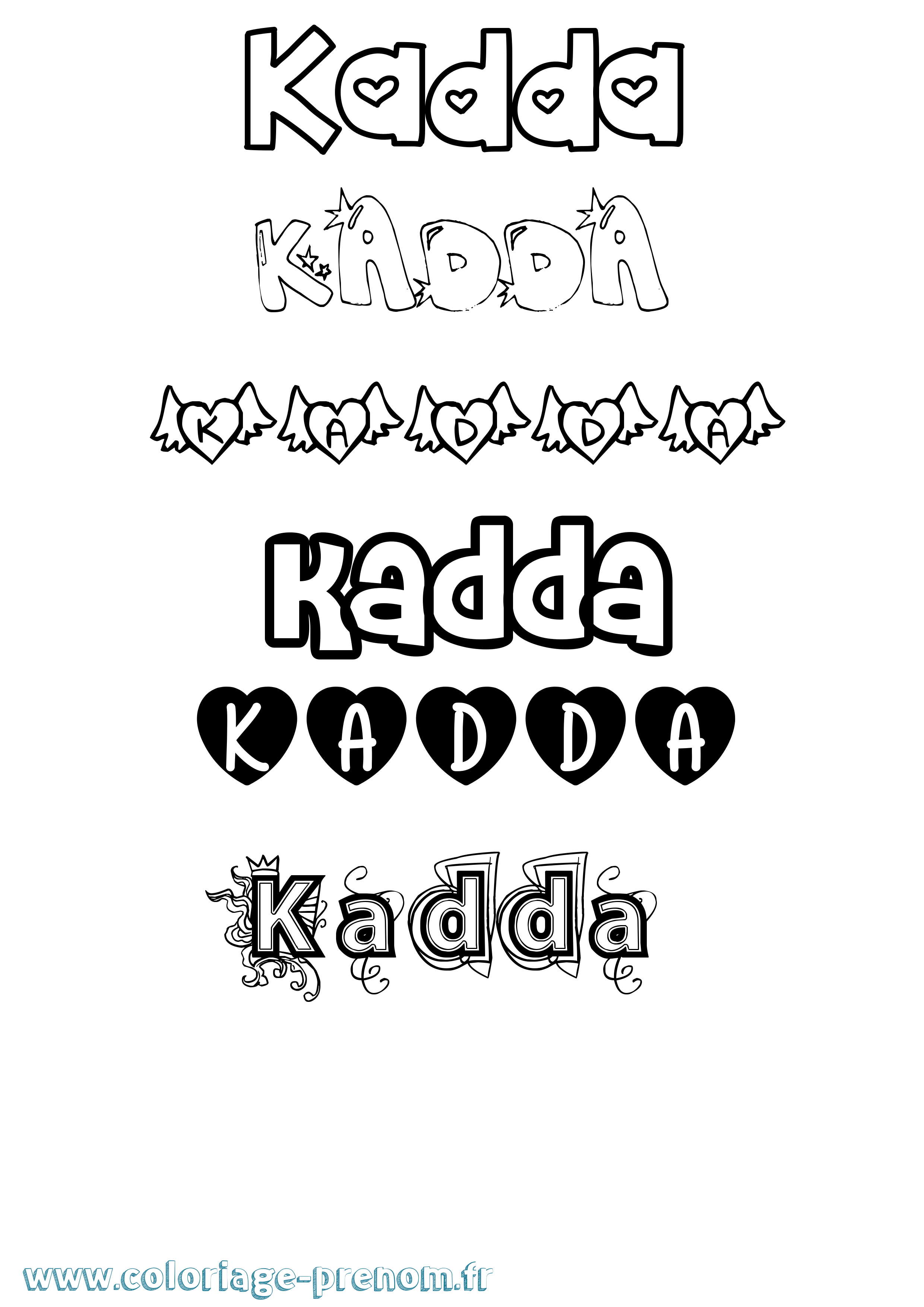 Coloriage prénom Kadda Girly