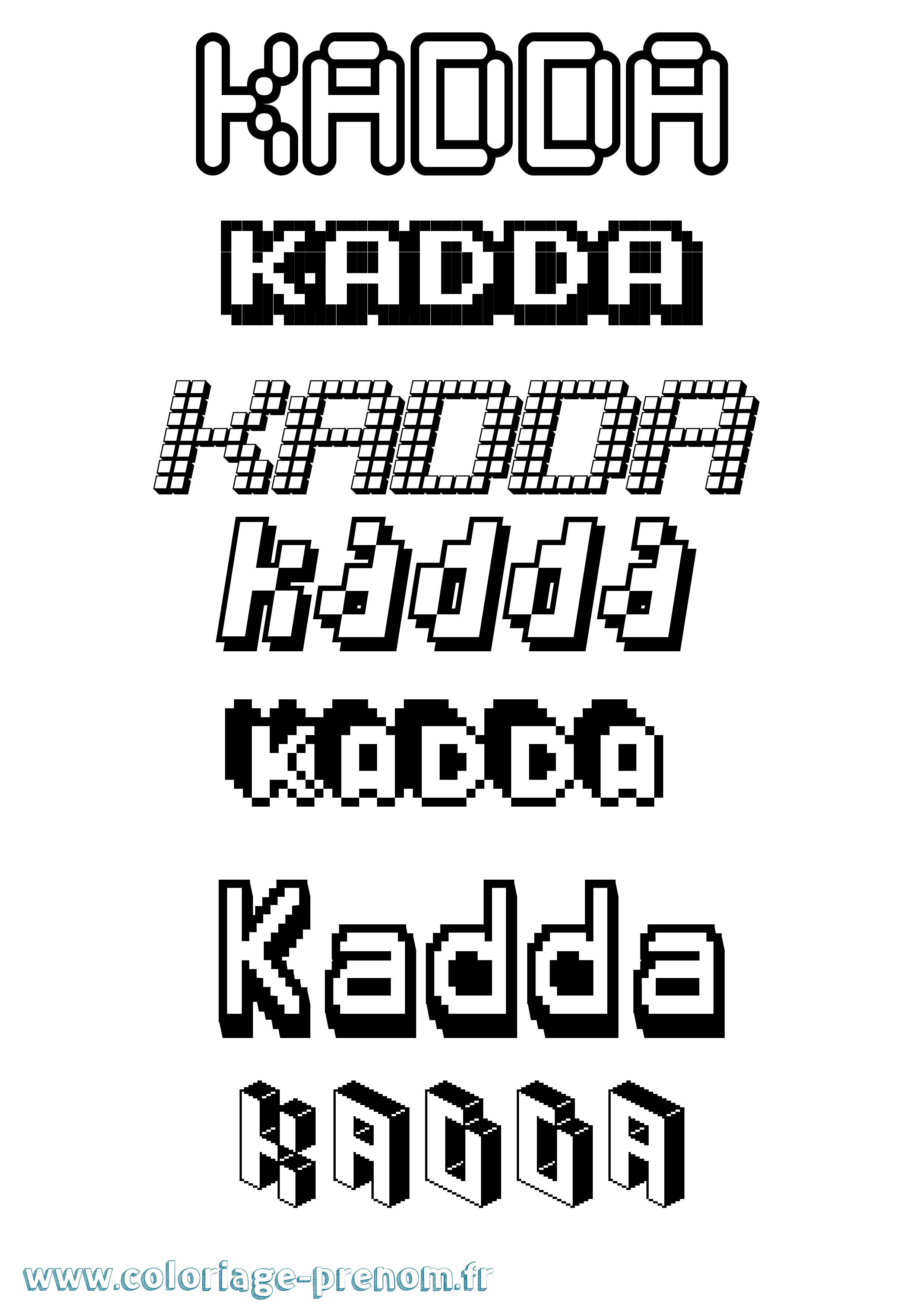 Coloriage prénom Kadda Pixel