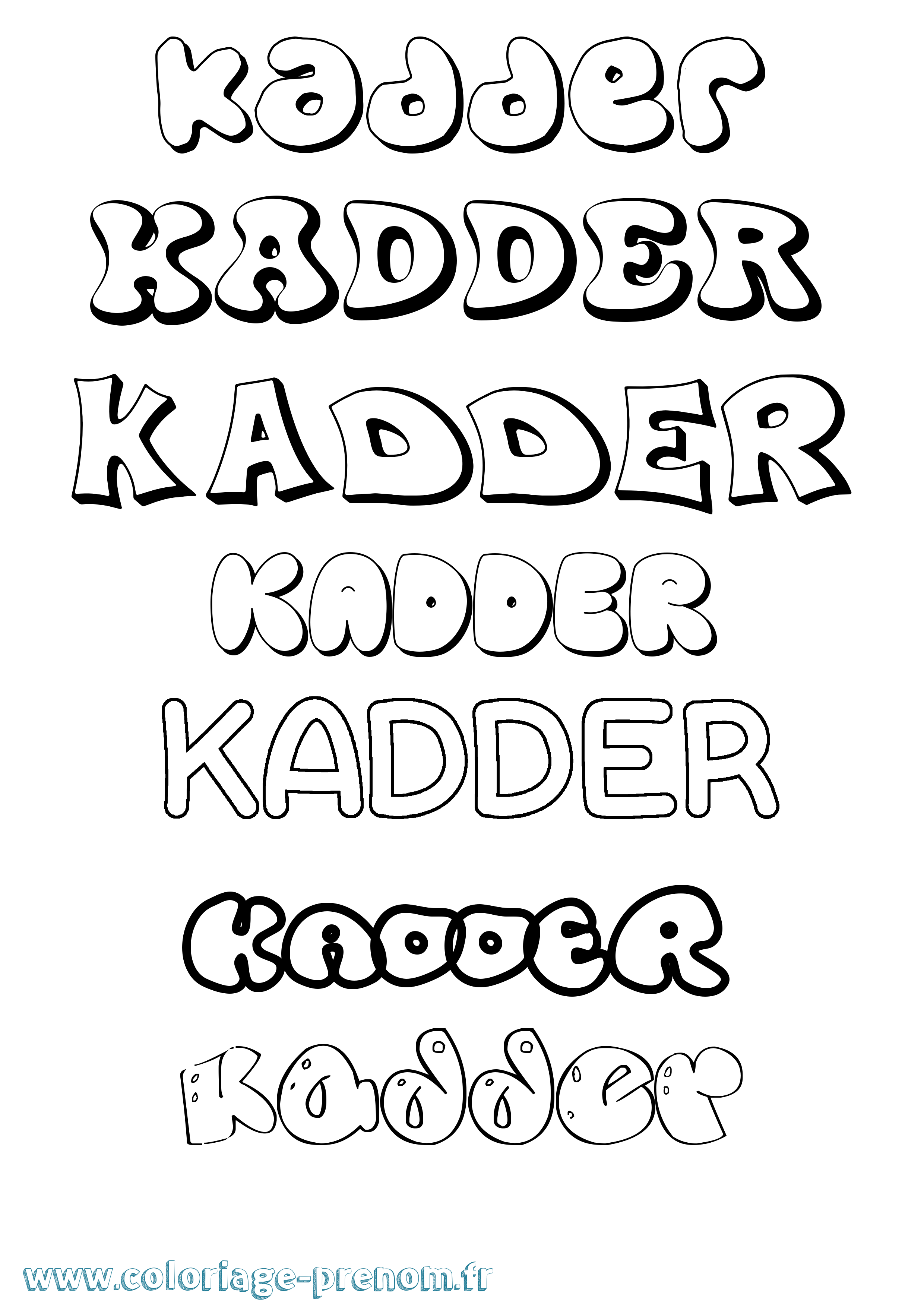 Coloriage Kadder Bubble Coloriage prénom Kadder Bubble