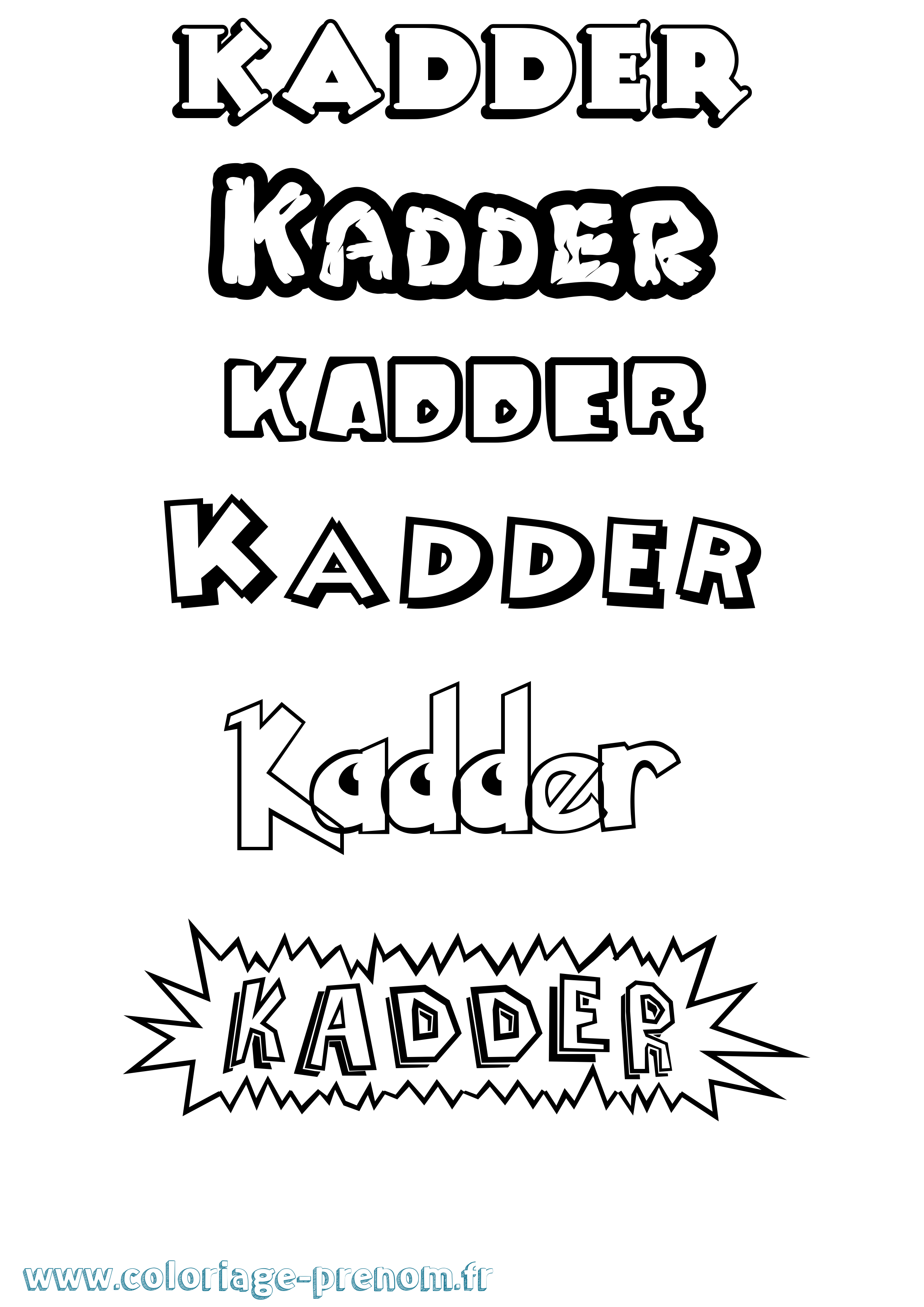 Coloriage prénom Kadder Dessin Animé
