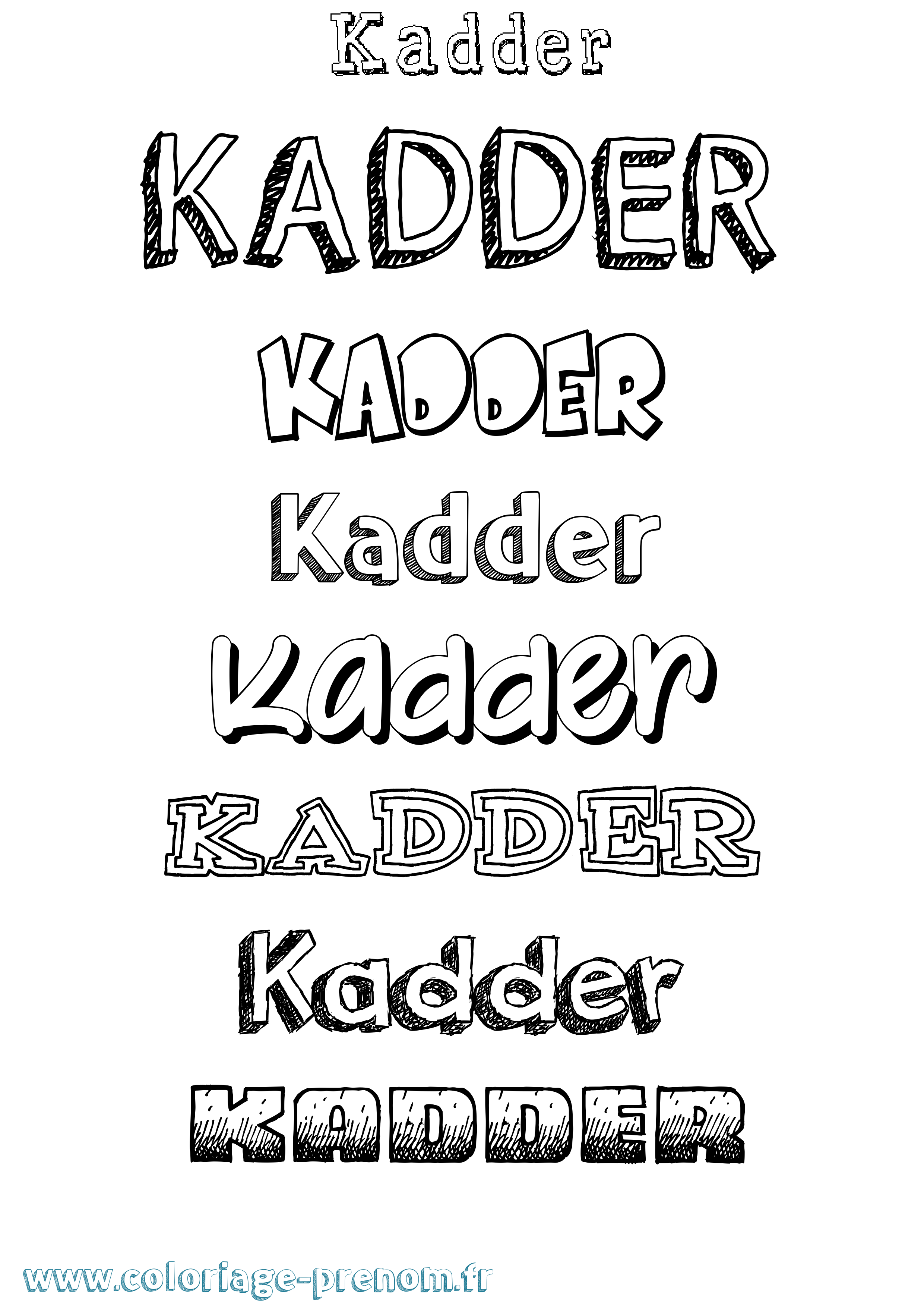 Coloriage prénom Kadder Dessiné