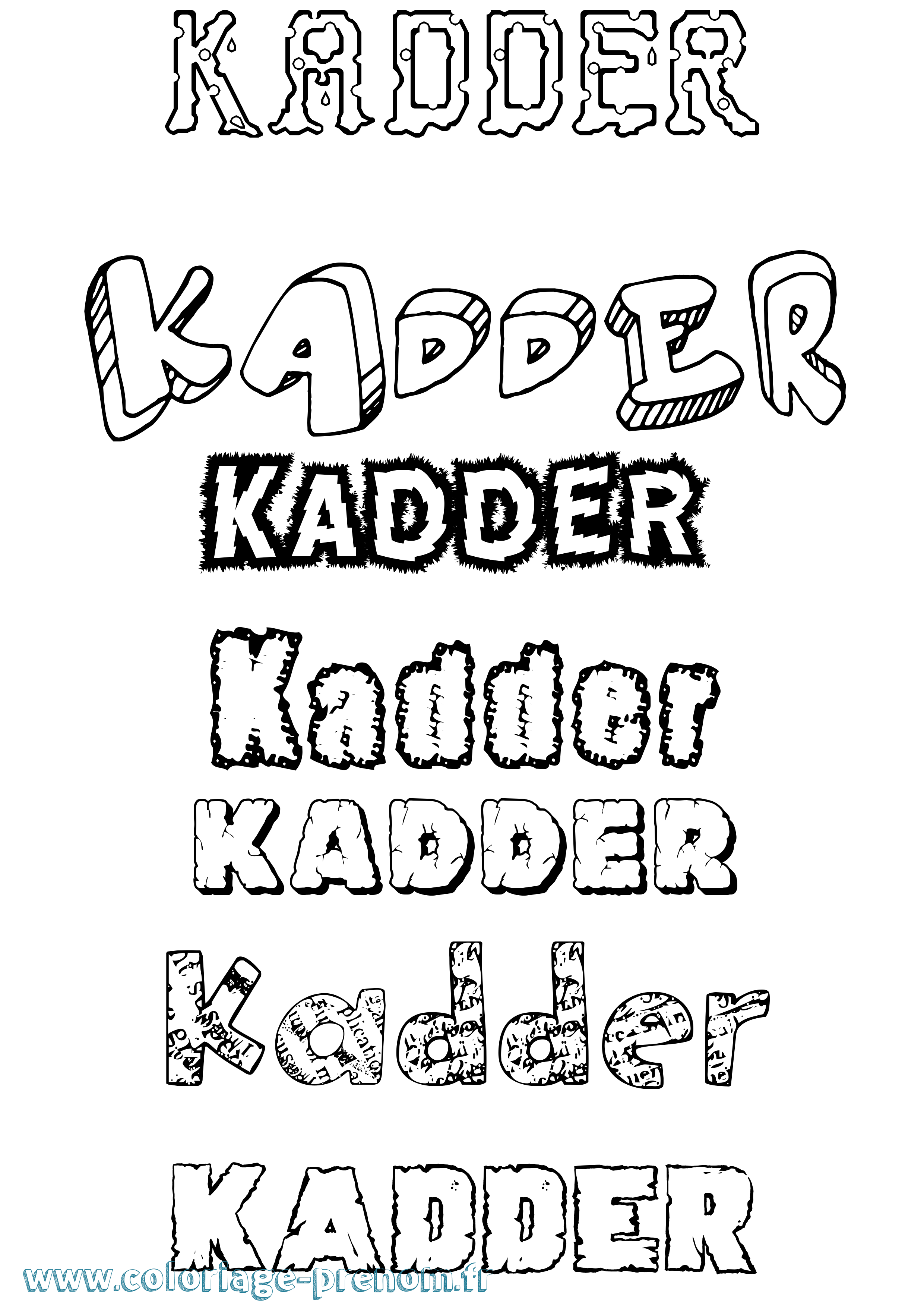 Coloriage prénom Kadder Destructuré
