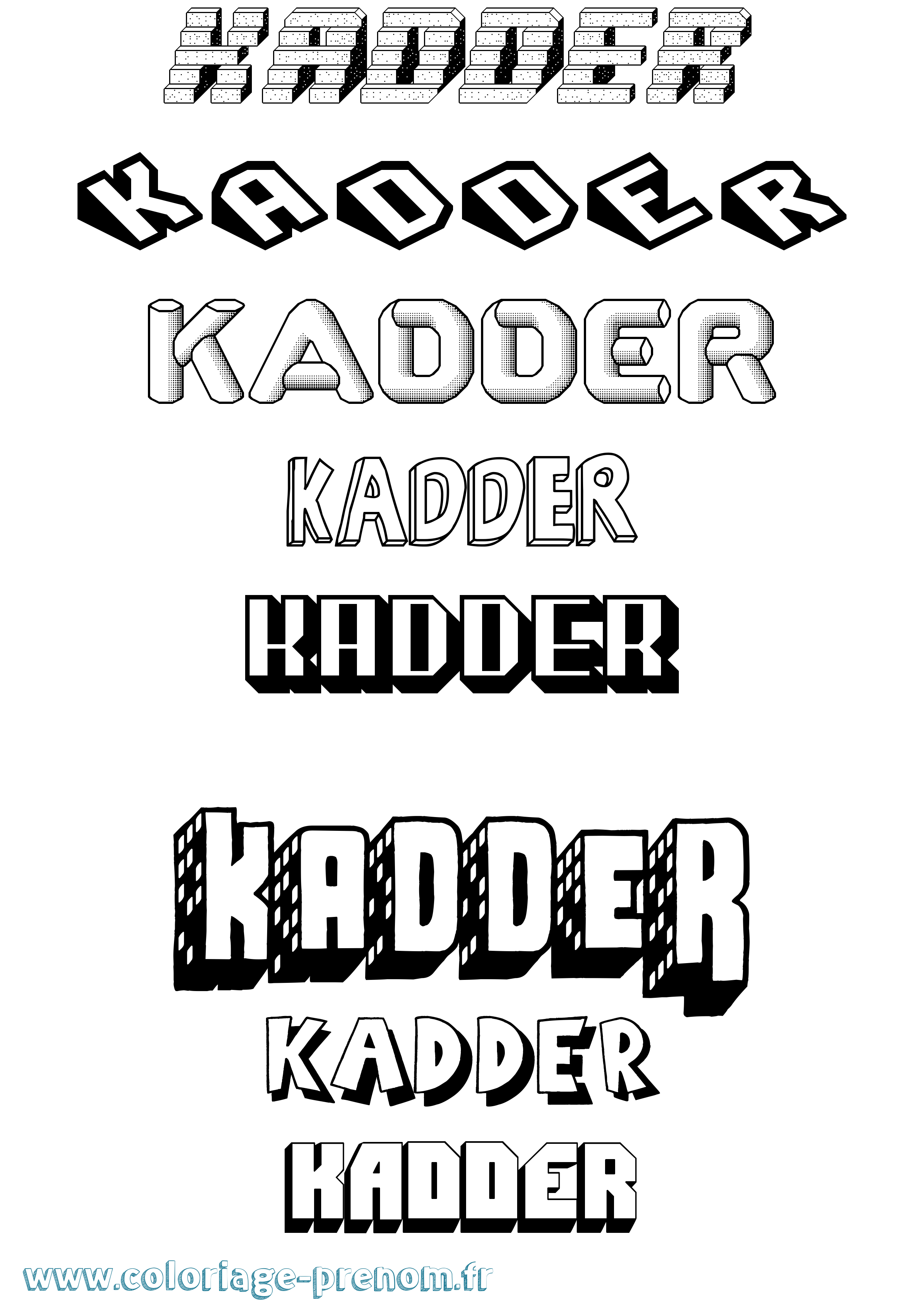 Coloriage Kadder Effet 3D Coloriage prénom Kadder Effet 3D