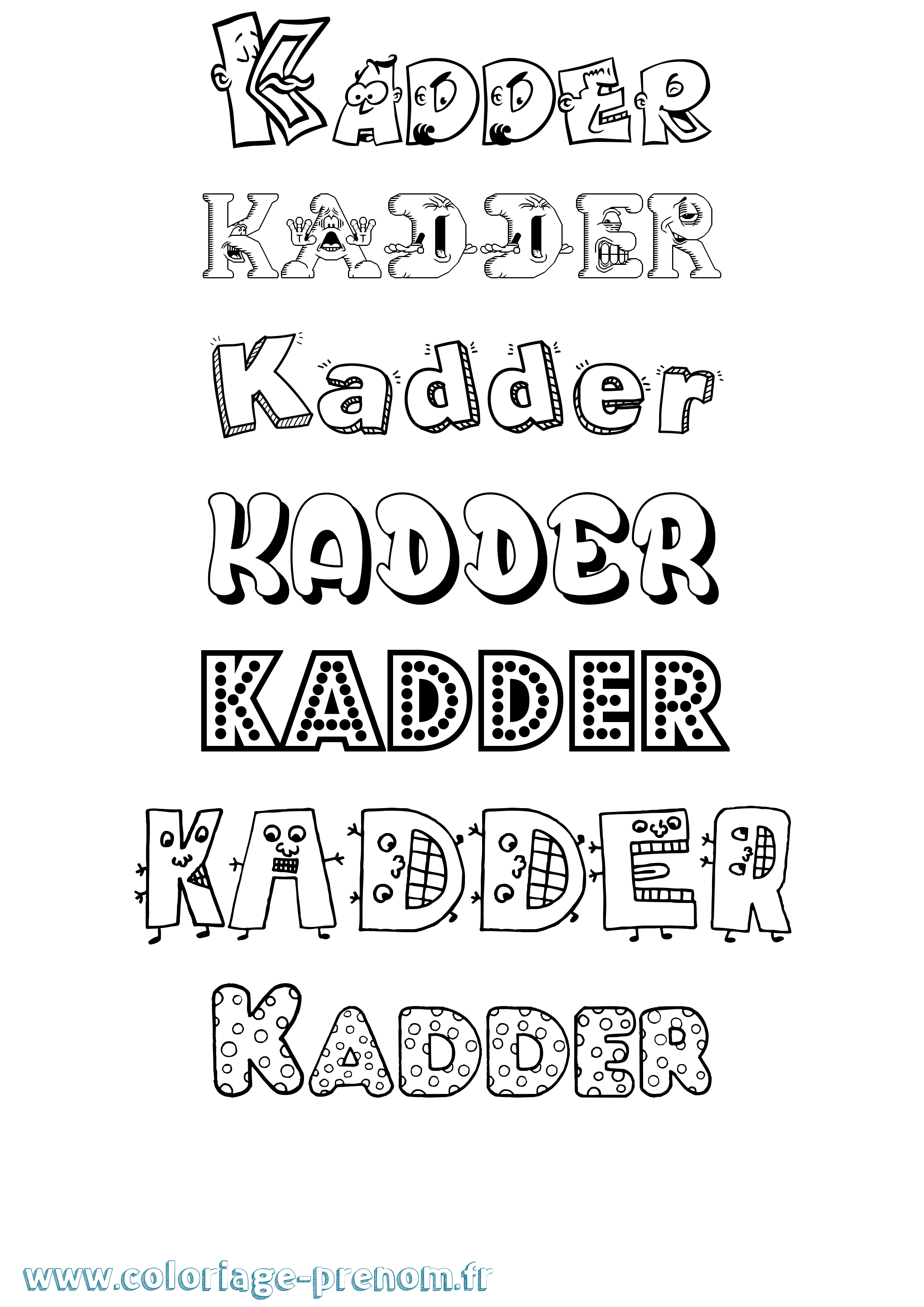 Coloriage prénom Kadder Fun