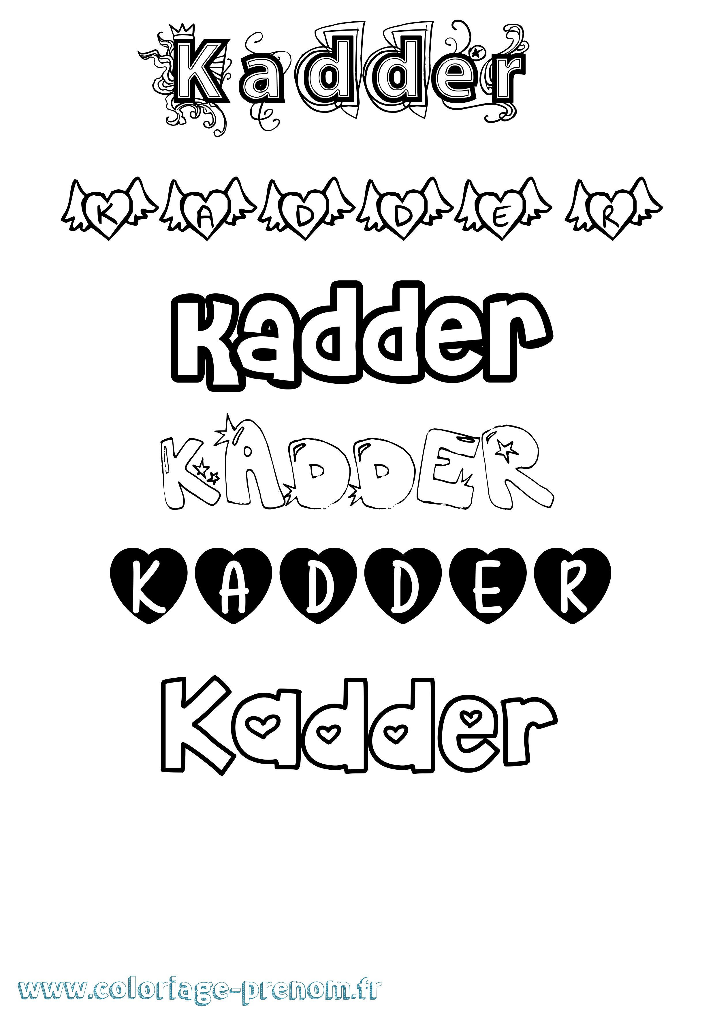 Coloriage prénom Kadder Girly