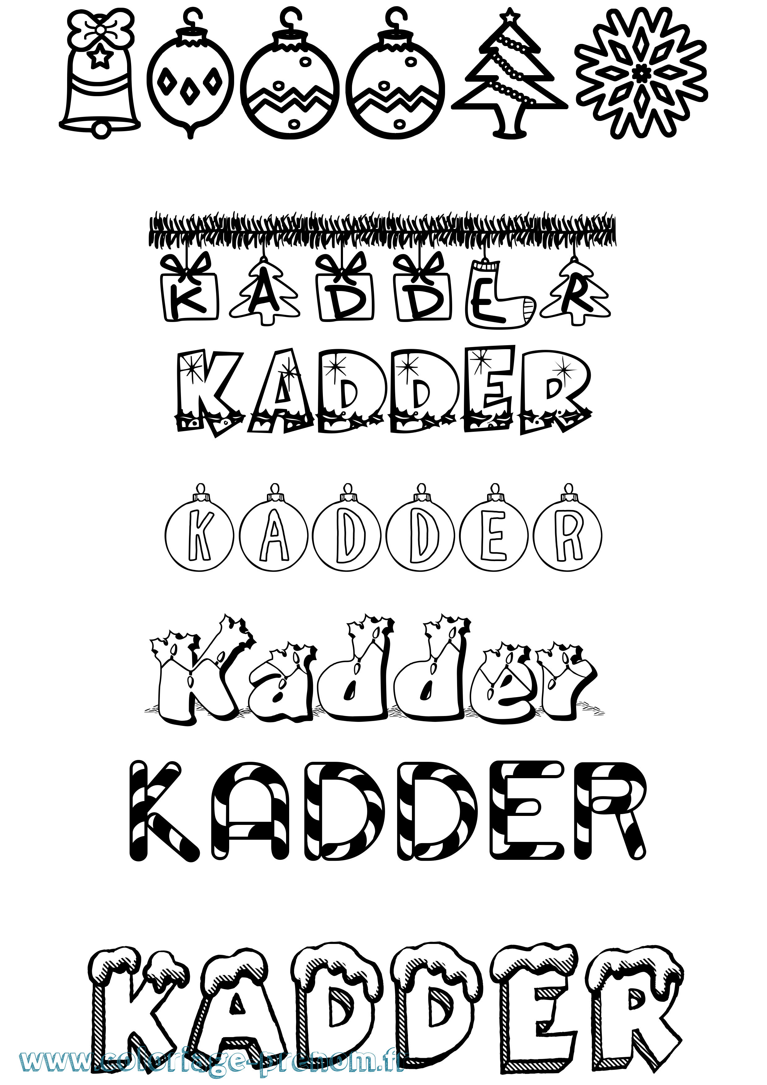 Coloriage prénom Kadder Noël