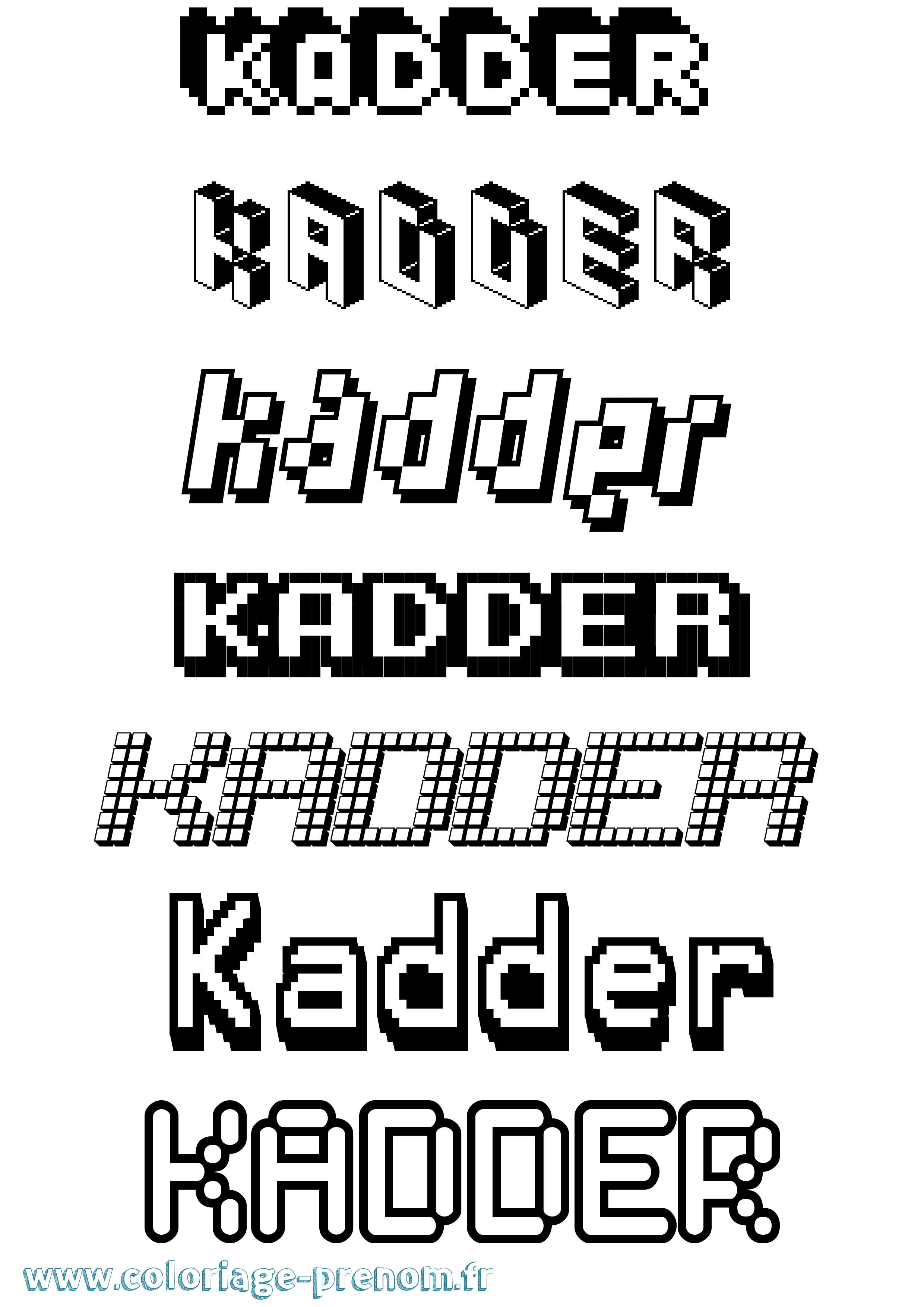 Coloriage prénom Kadder Pixel