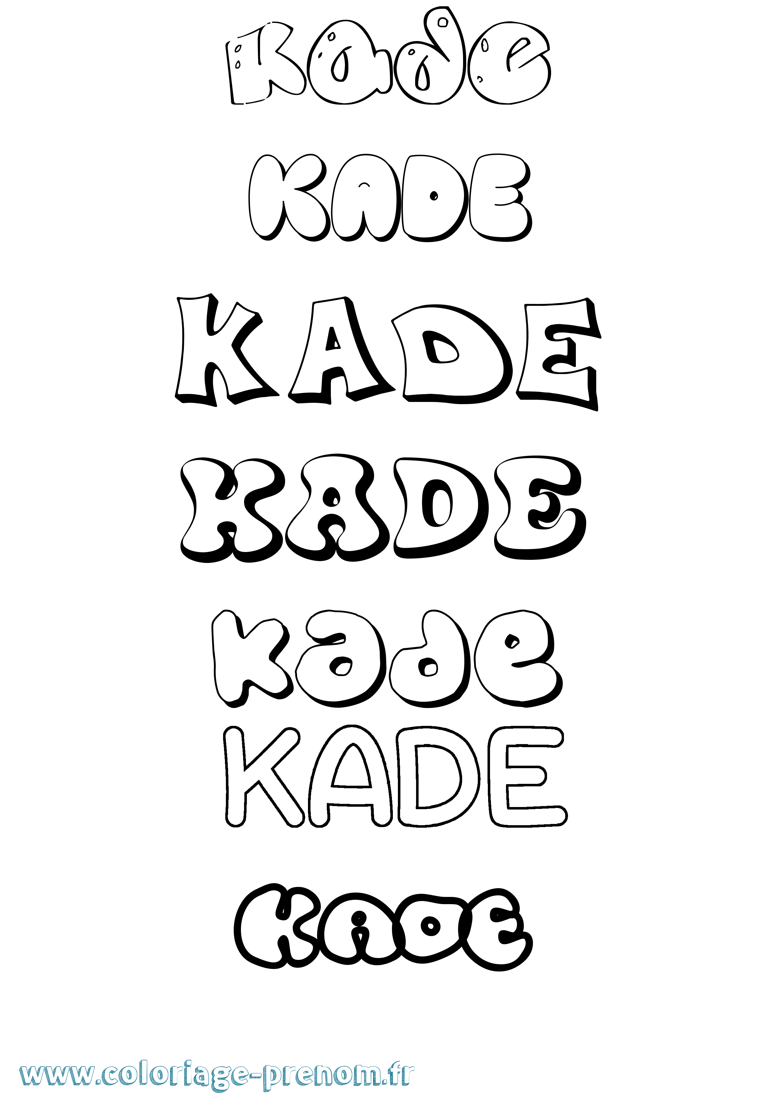 Coloriage prénom Kade Bubble
