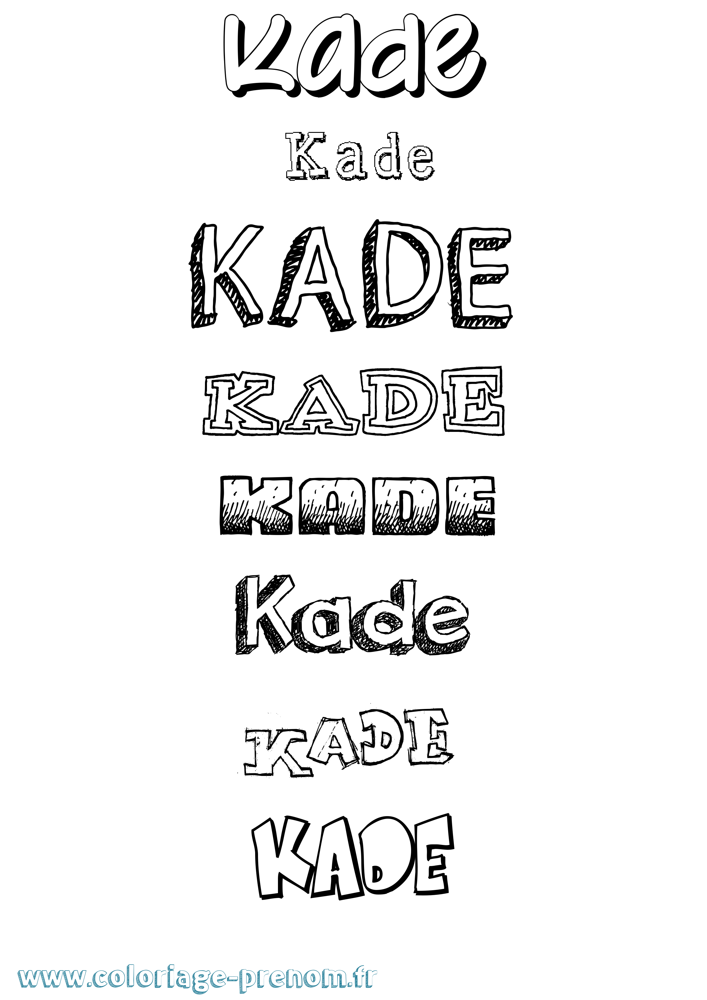 Coloriage prénom Kade Dessiné