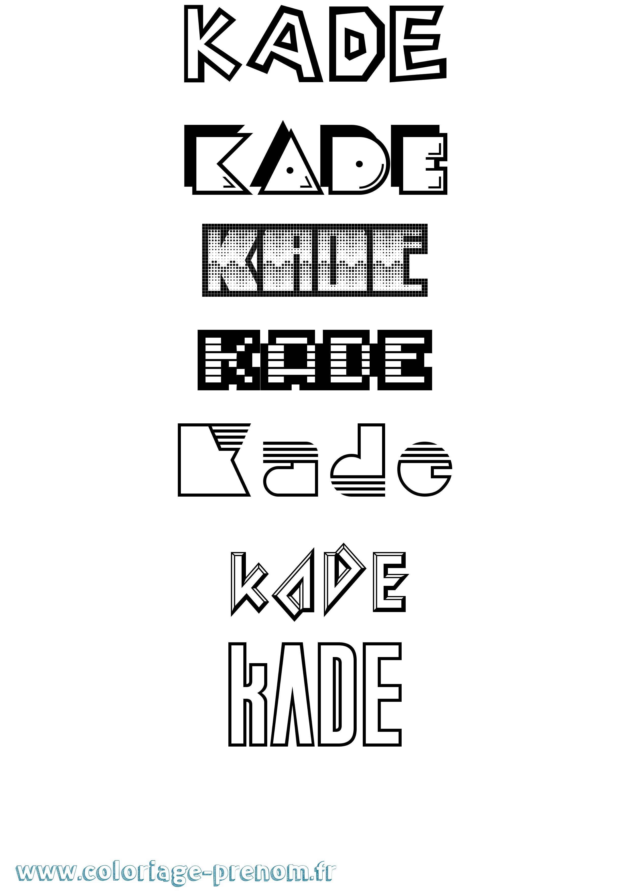 Coloriage prénom Kade Jeux Vidéos