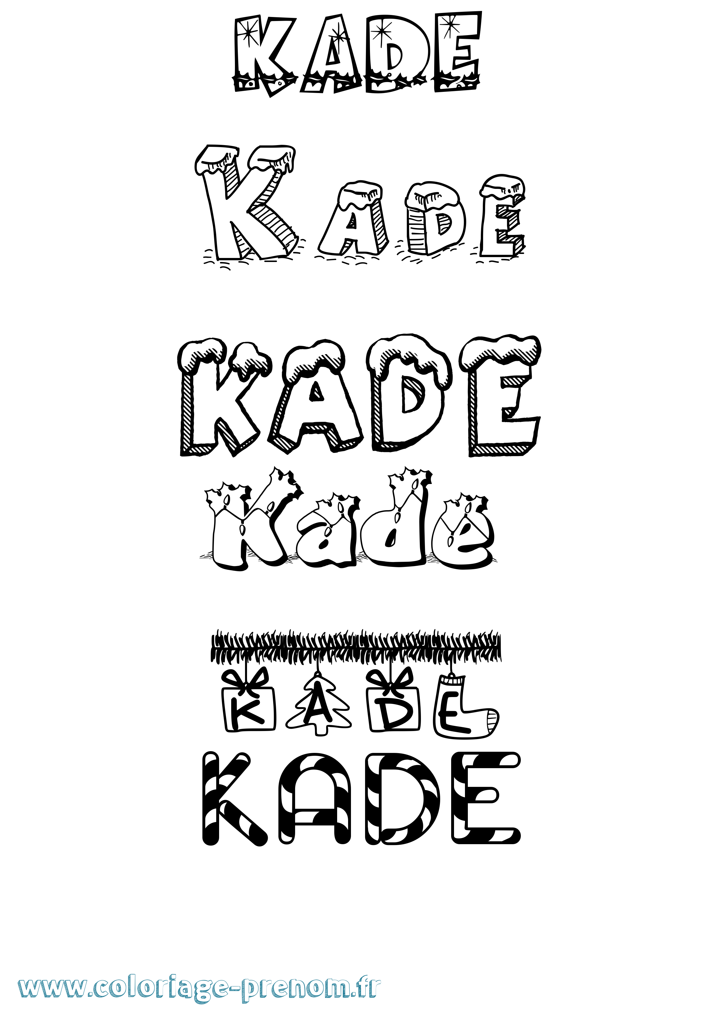 Coloriage prénom Kade Noël