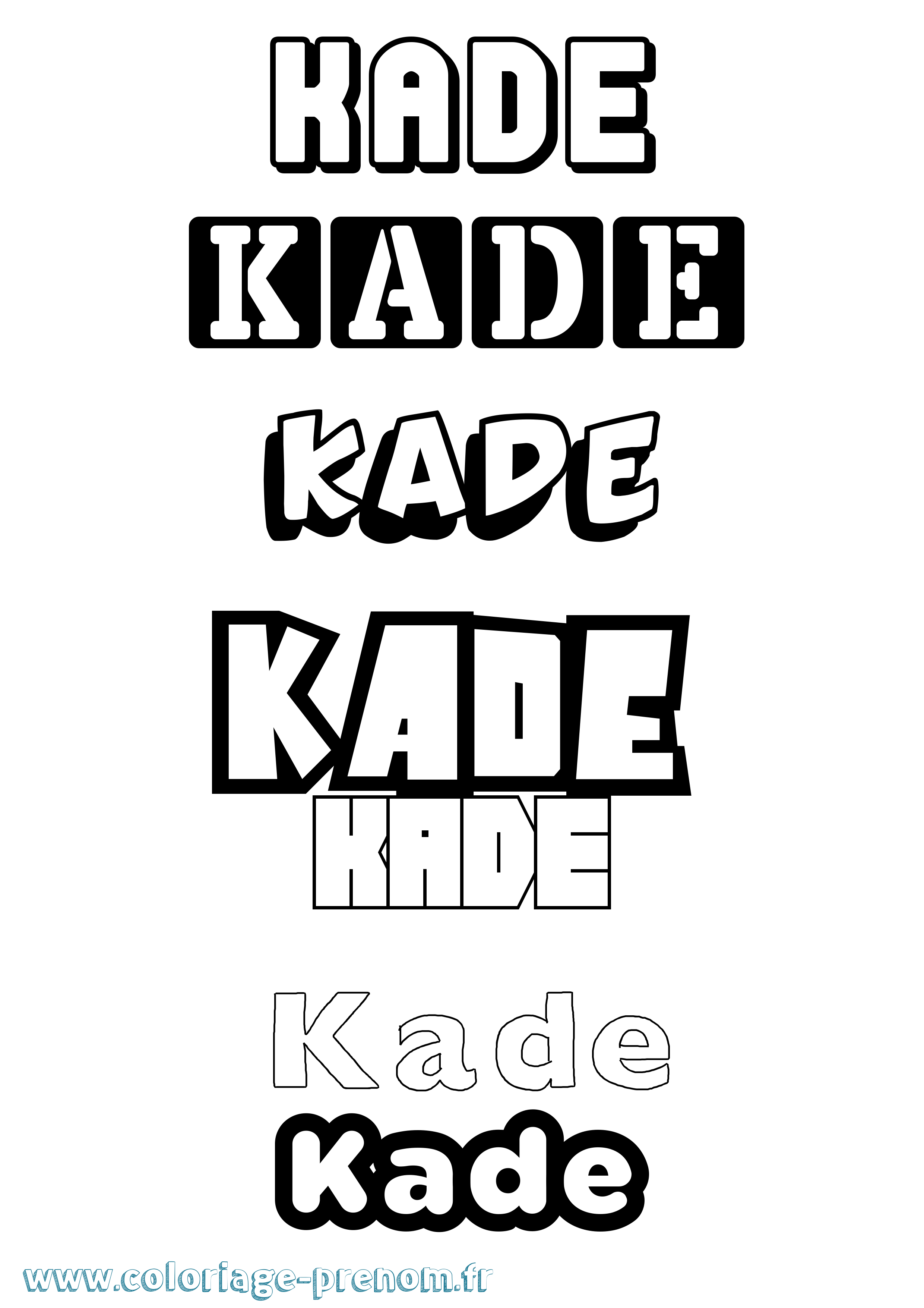 Coloriage prénom Kade Simple