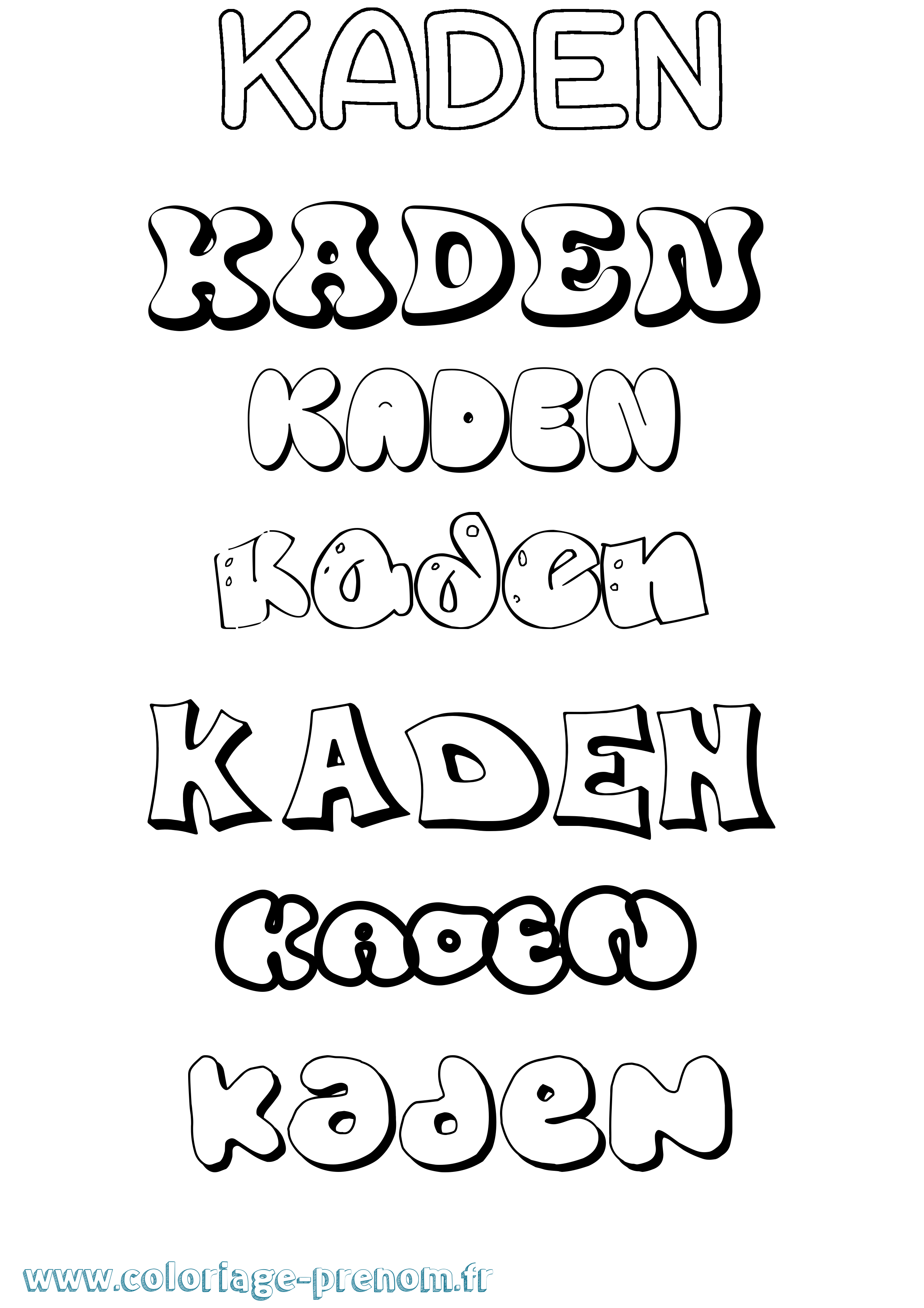 Coloriage prénom Kaden Bubble