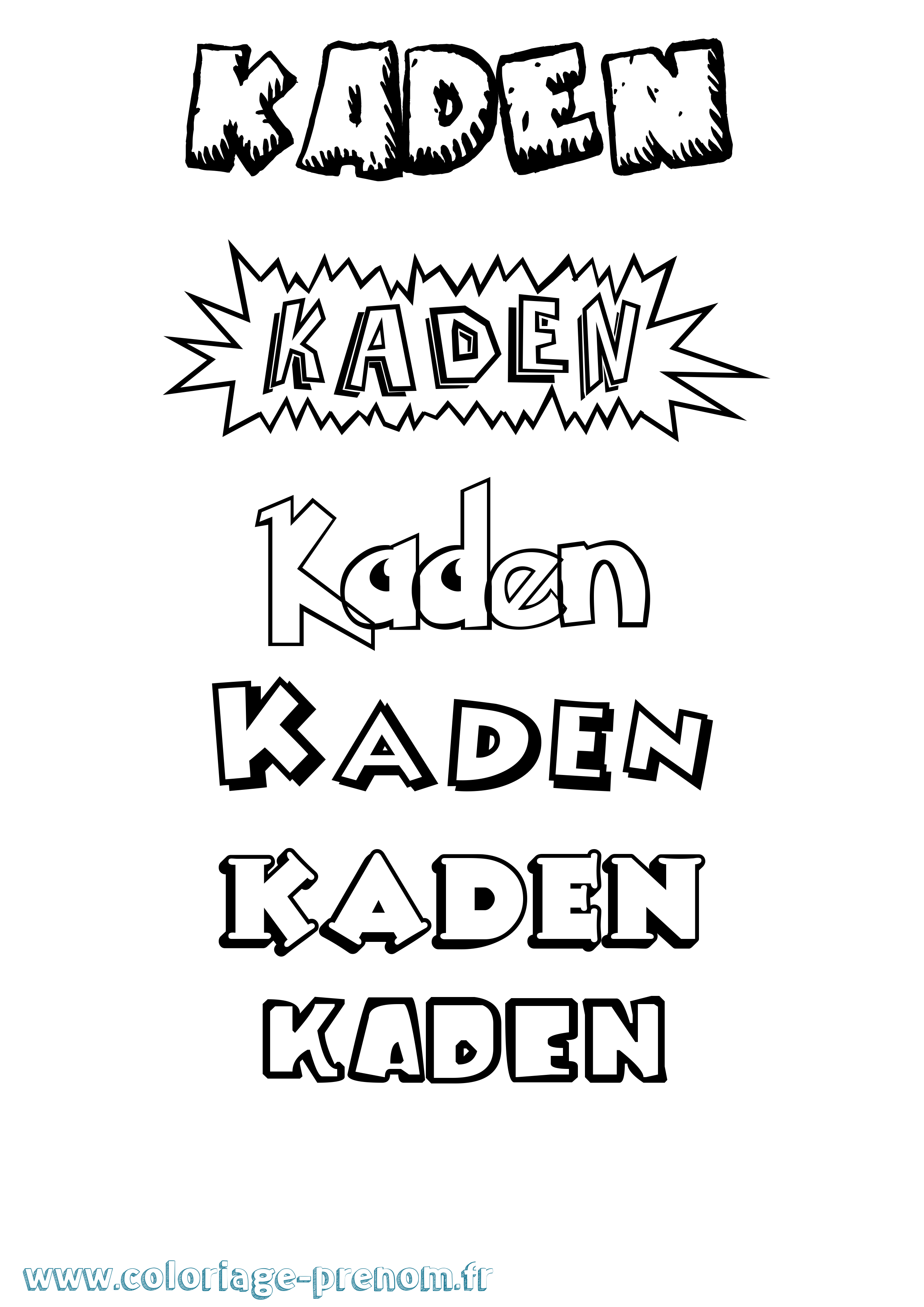 Coloriage prénom Kaden Dessin Animé