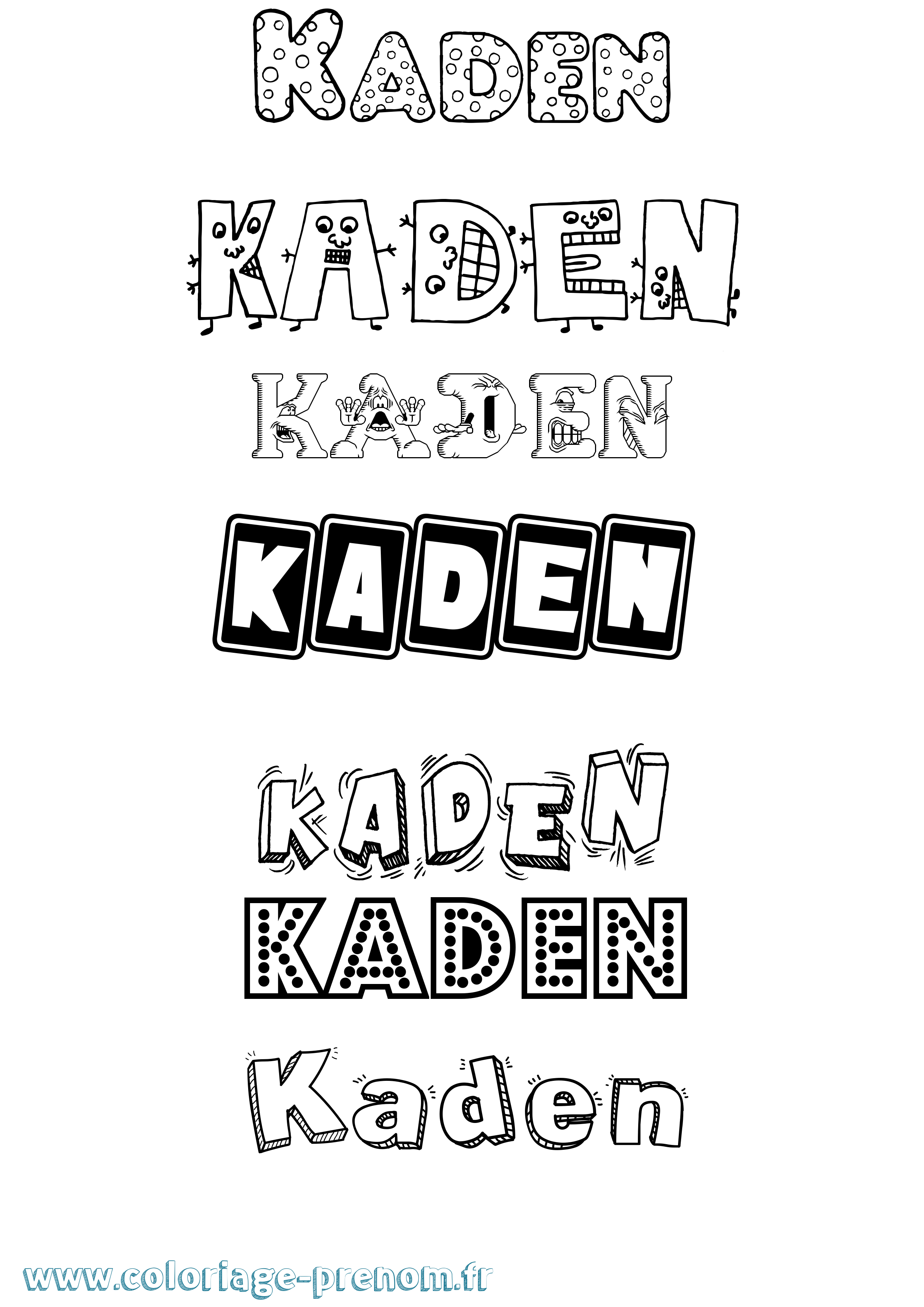 Coloriage Kaden Fun Coloriage prénom Kaden Fun