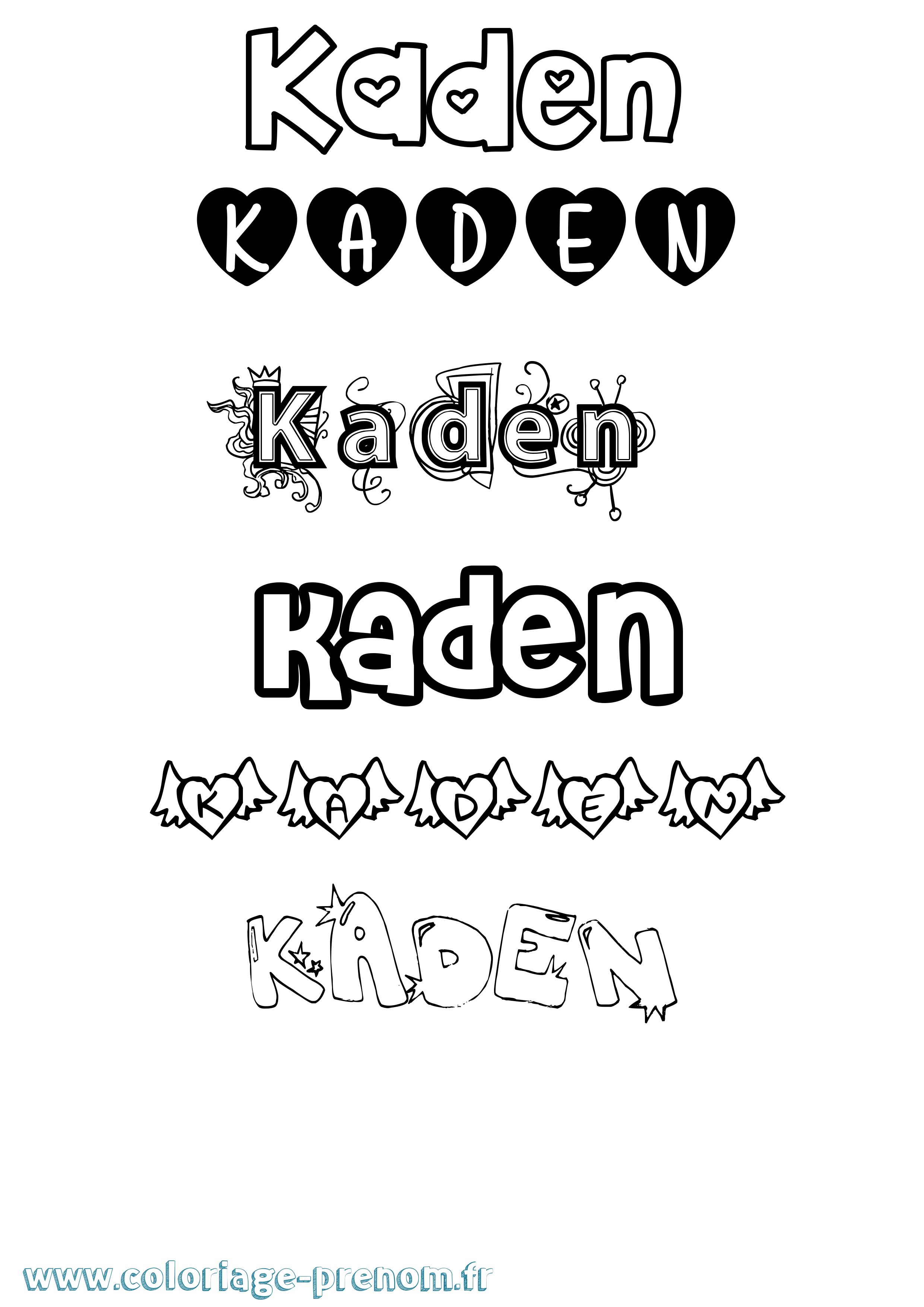 Coloriage Kaden Girly Coloriage prénom Kaden Girly