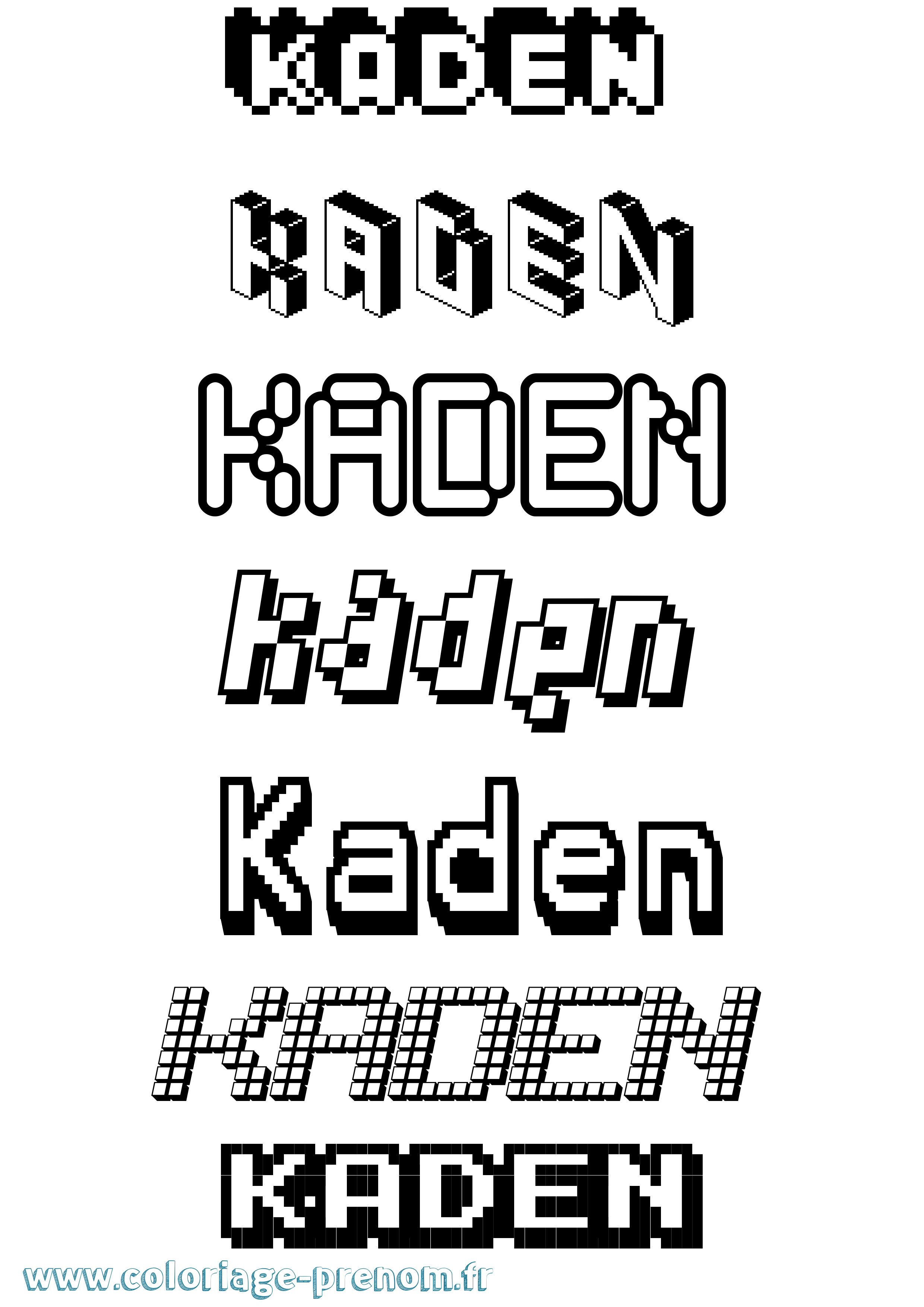 Coloriage prénom Kaden Pixel