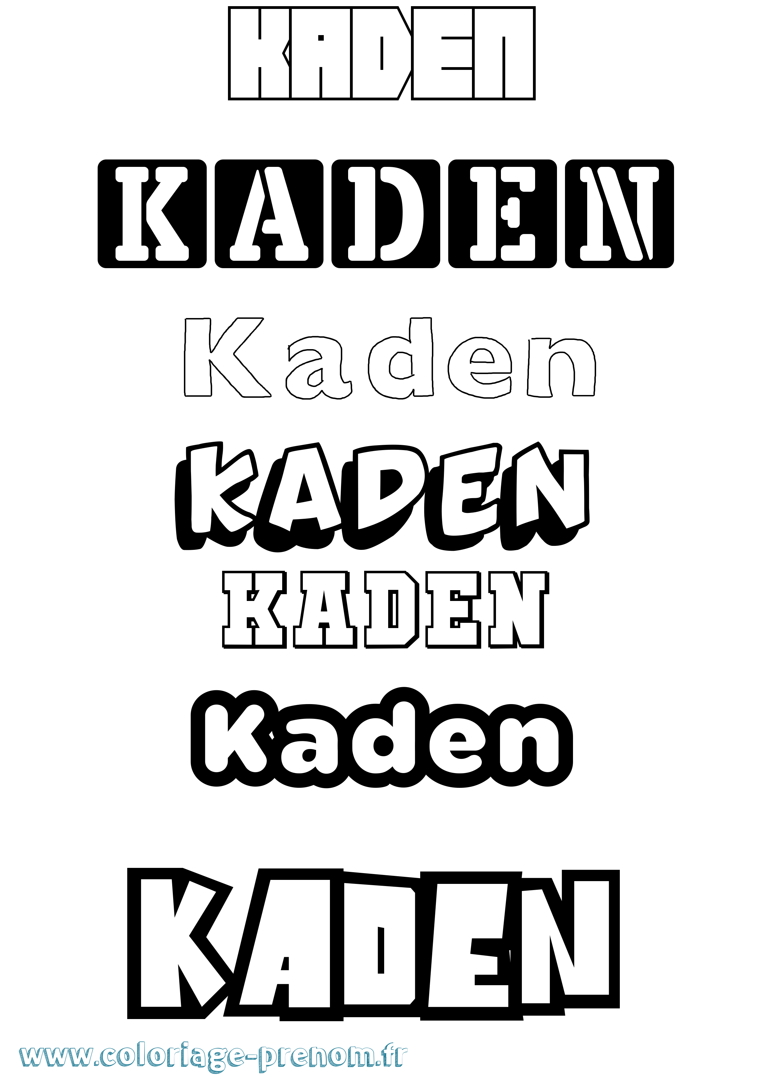 Coloriage prénom Kaden Simple