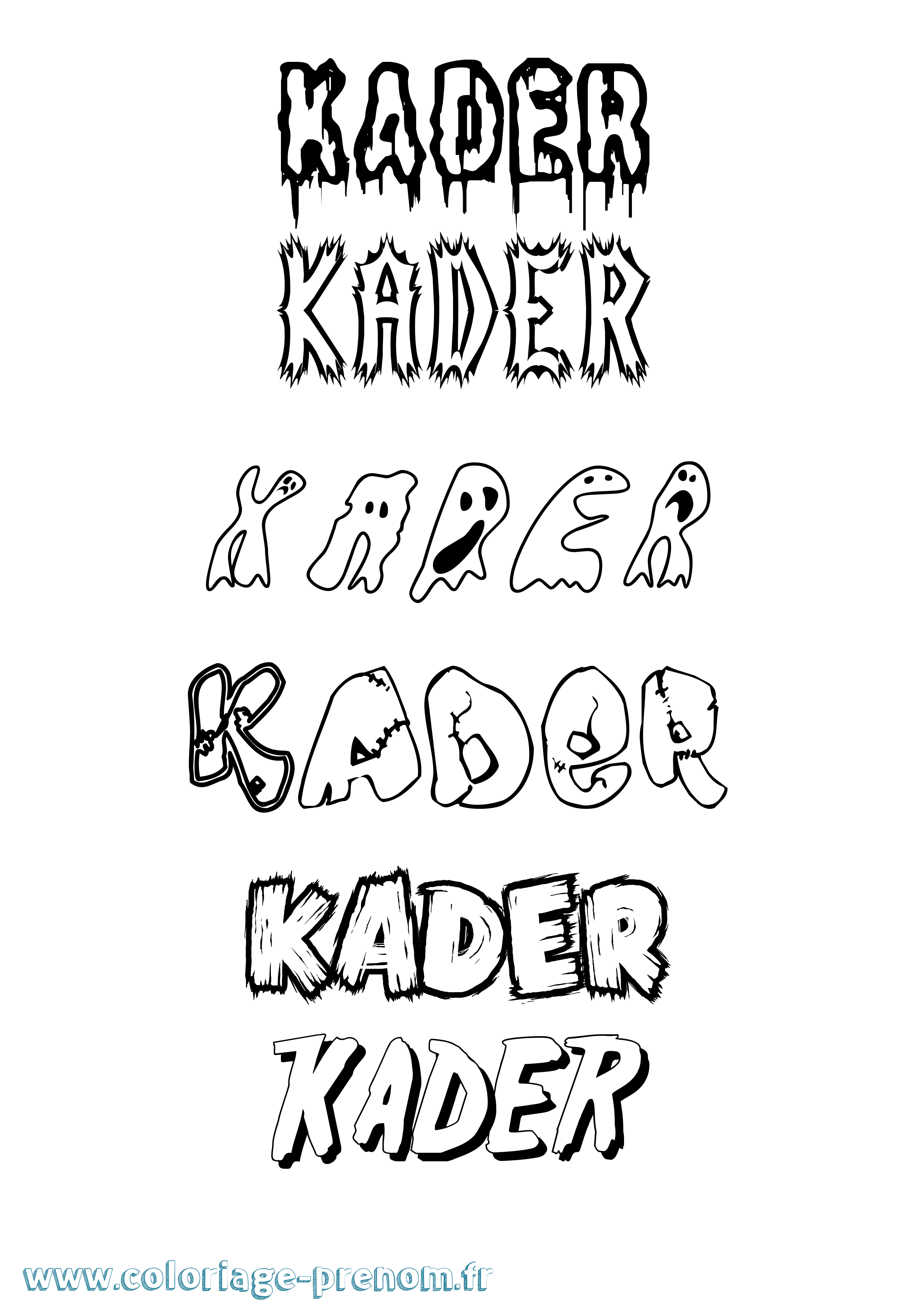 Coloriage prénom Kader Frisson
