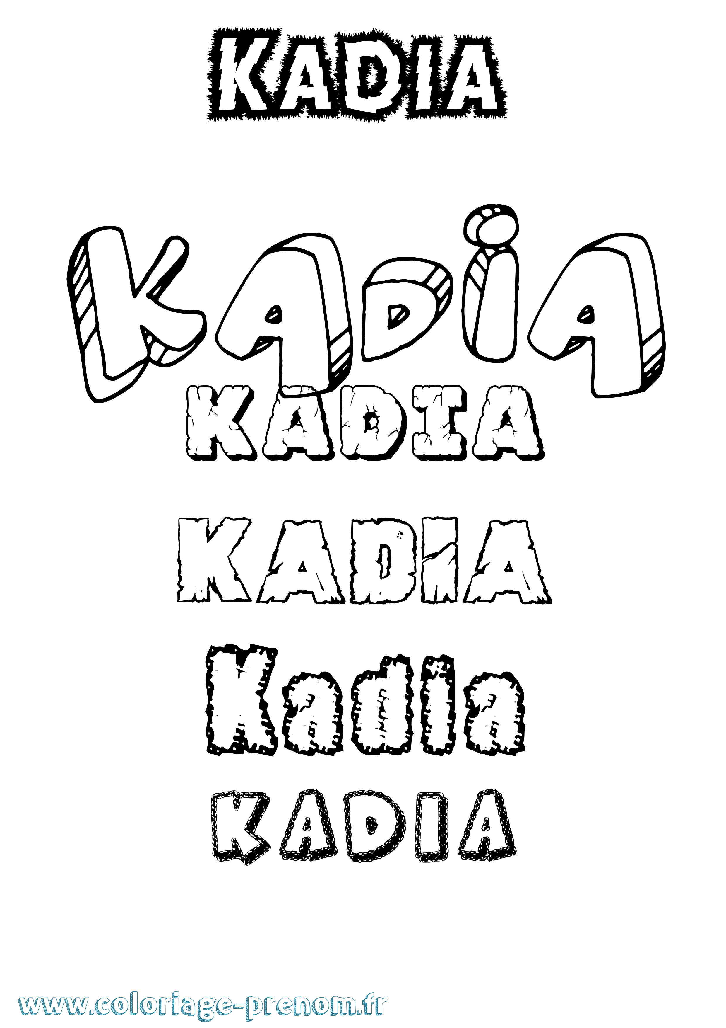 Coloriage prénom Kadia Destructuré