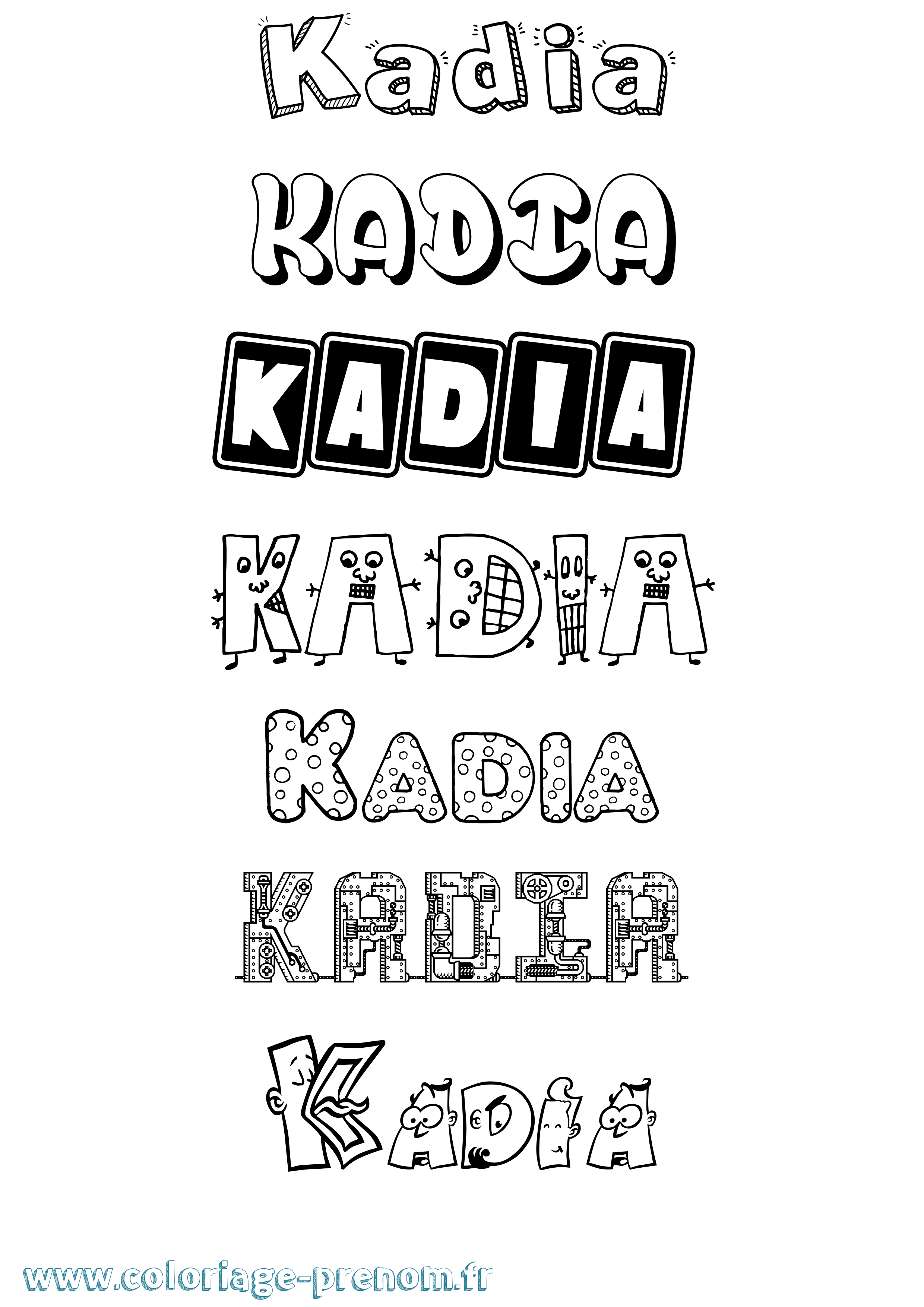 Coloriage prénom Kadia Fun