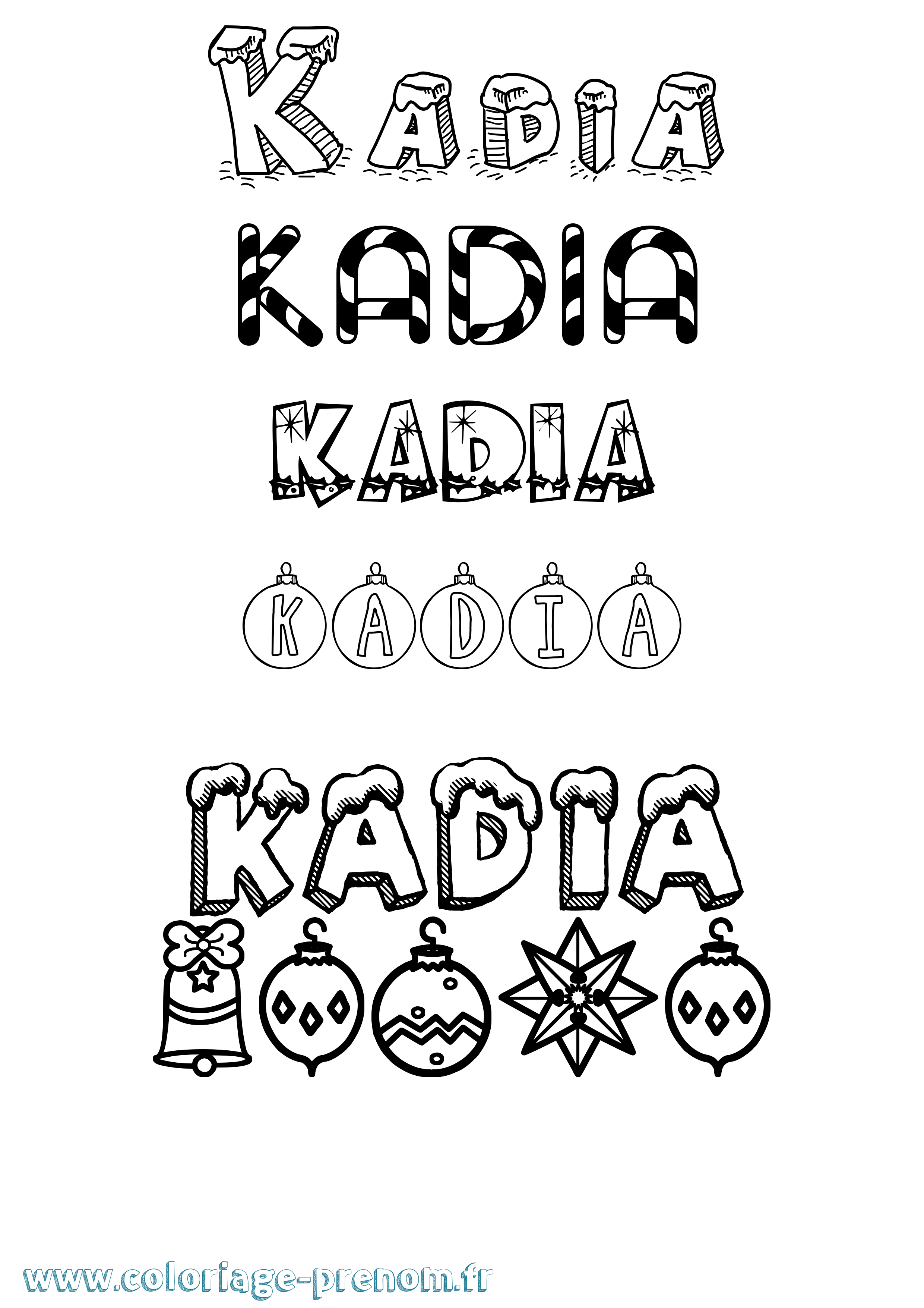 Coloriage prénom Kadia Noël