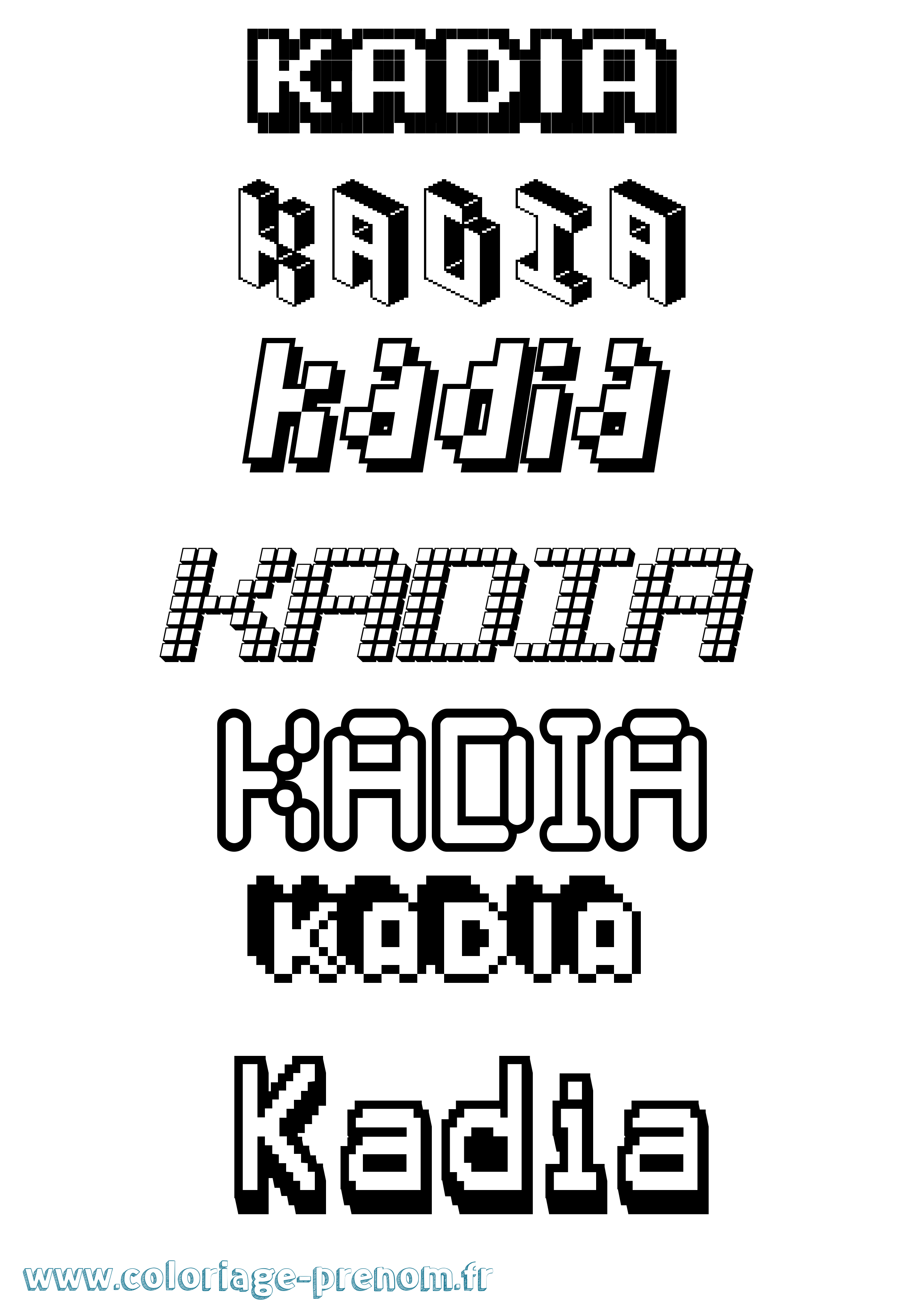 Coloriage prénom Kadia Pixel