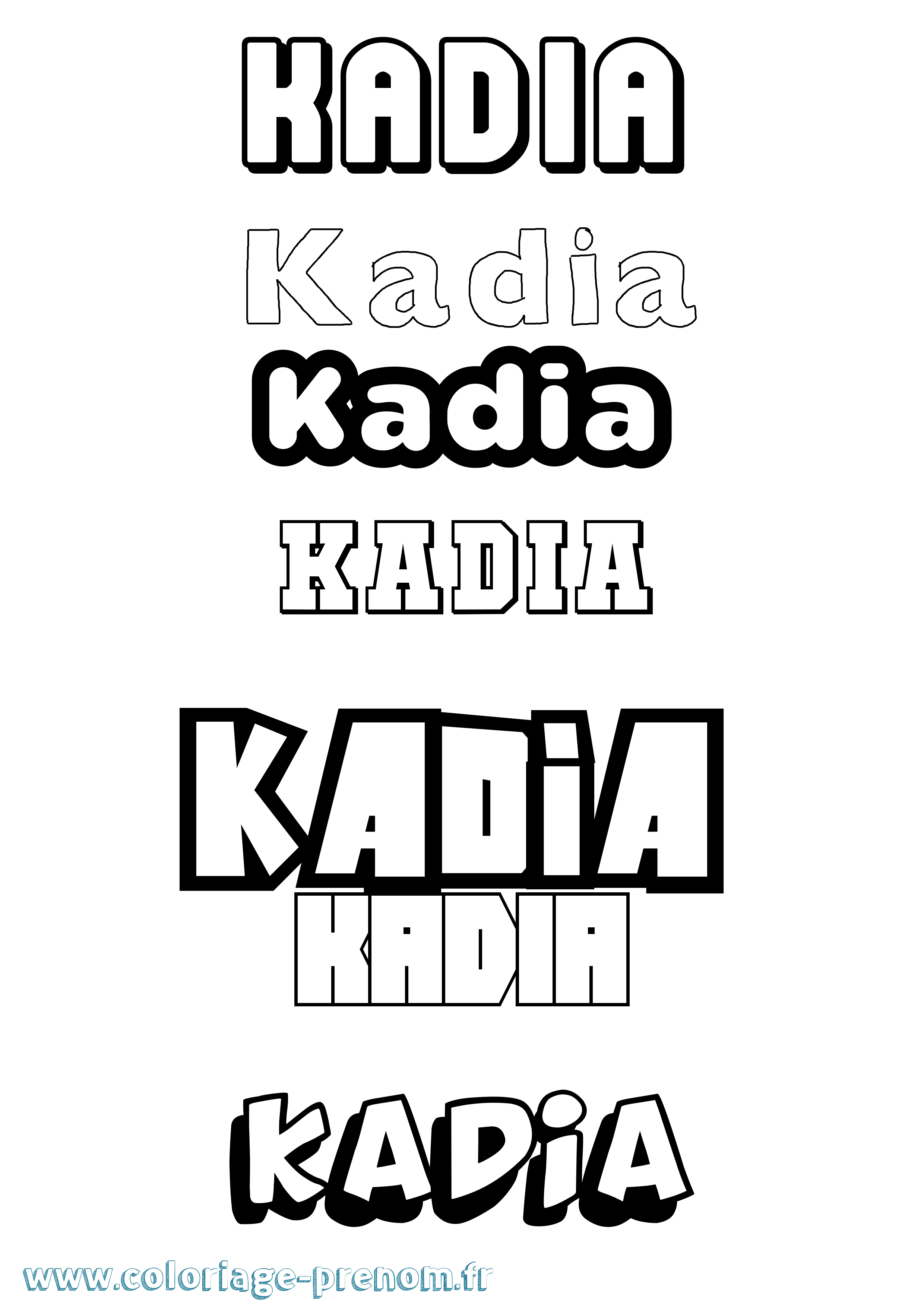 Coloriage prénom Kadia Simple
