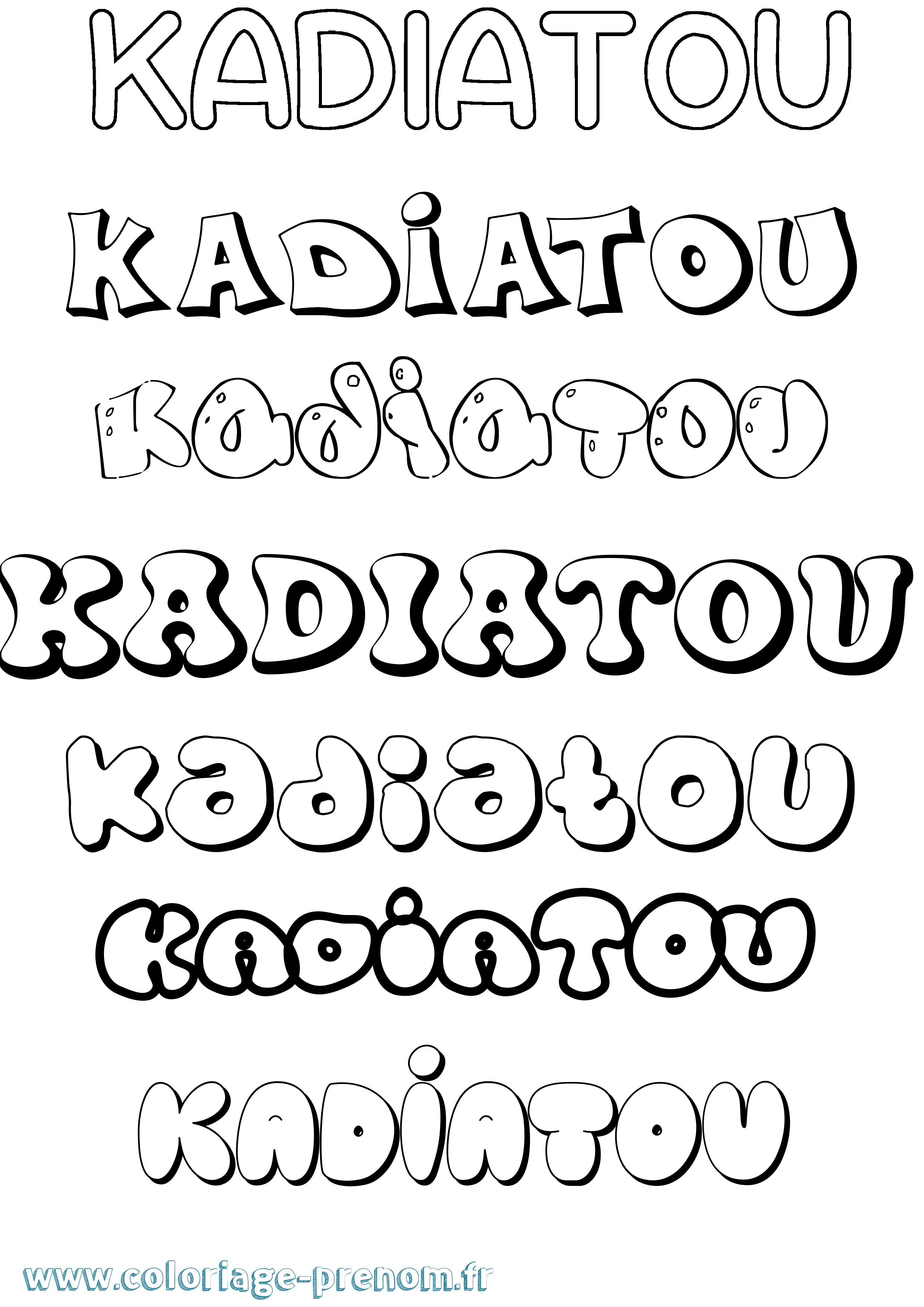 Coloriage prénom Kadiatou Bubble