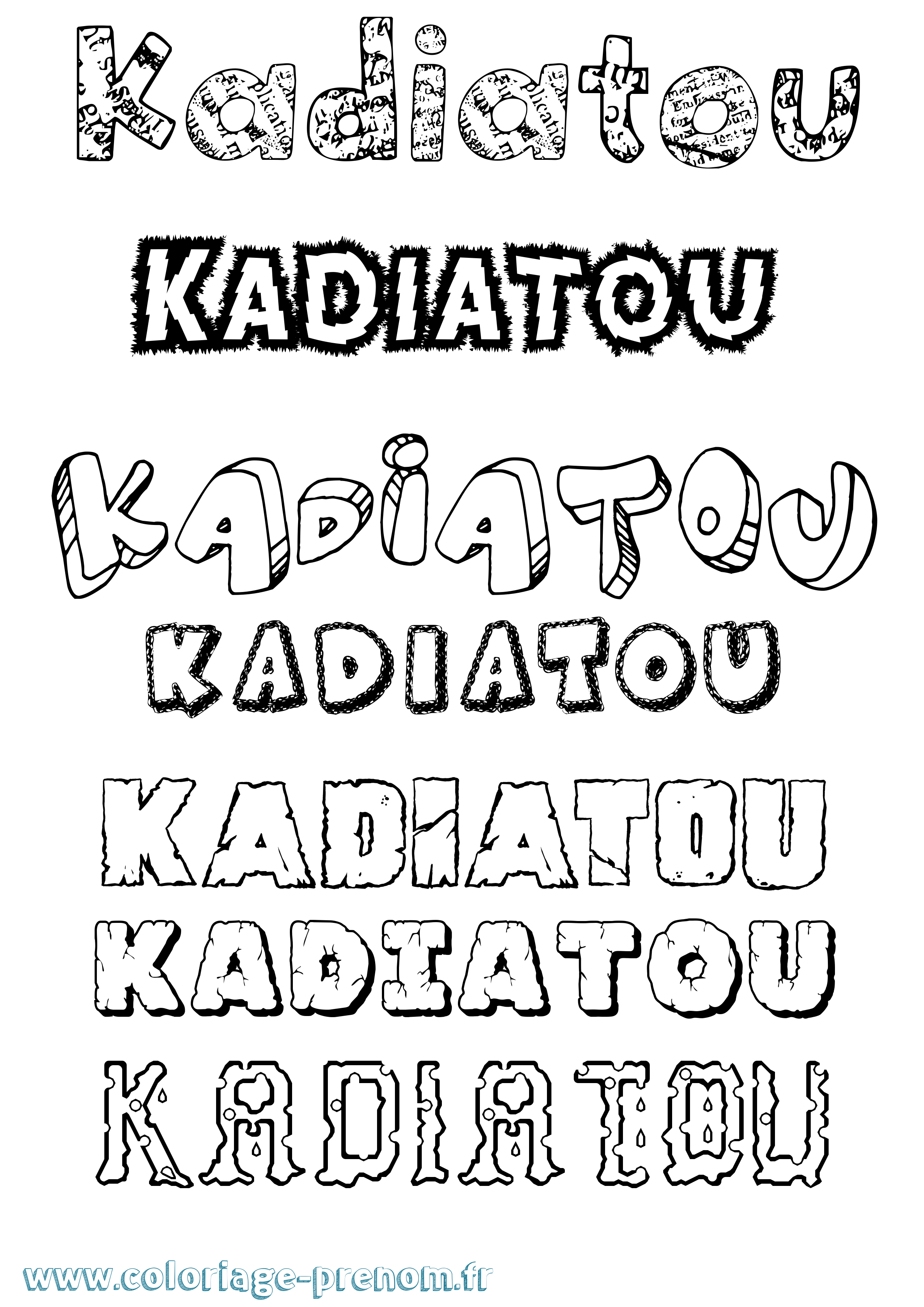 Coloriage prénom Kadiatou Destructuré